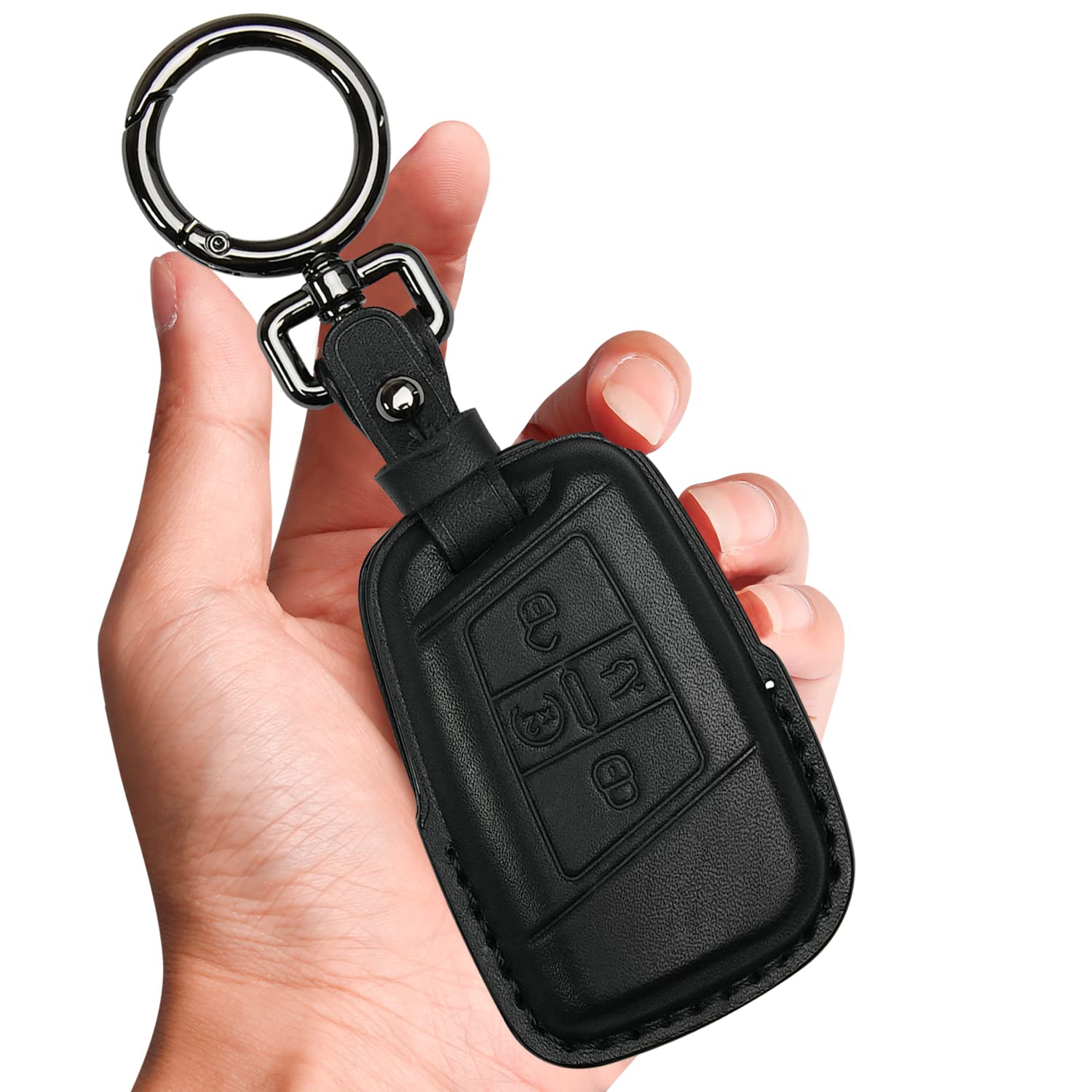 Tukellen For Volkswagen Leather Key Fob Cover Compatible With Vw Atlas Golf Alltrack Jetta Passat Tiguan Smart 4 Buttons Key Fob