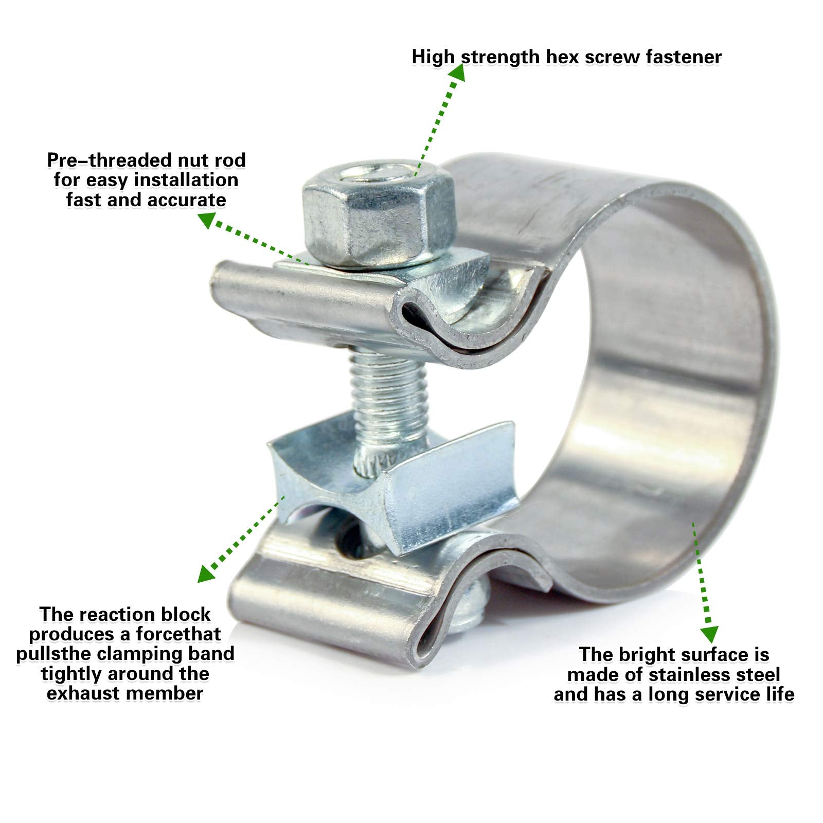 4 Inch Exhaust Clamps Stainless Steel Muffler Band Clamp For 4 Inner Diameter To 4.5 Outer Diameter Turbo Downpipe Tip Exhaust Pipes Connection (2 Pack)