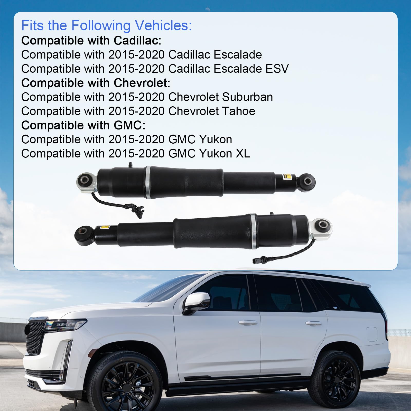 DICMIC Rear Air Strut Shock Absorber Compatible with 2015-2020 Cadillac Escalade ESV Chevrolet Suburban Tahoe GMC Yukon XL Repla