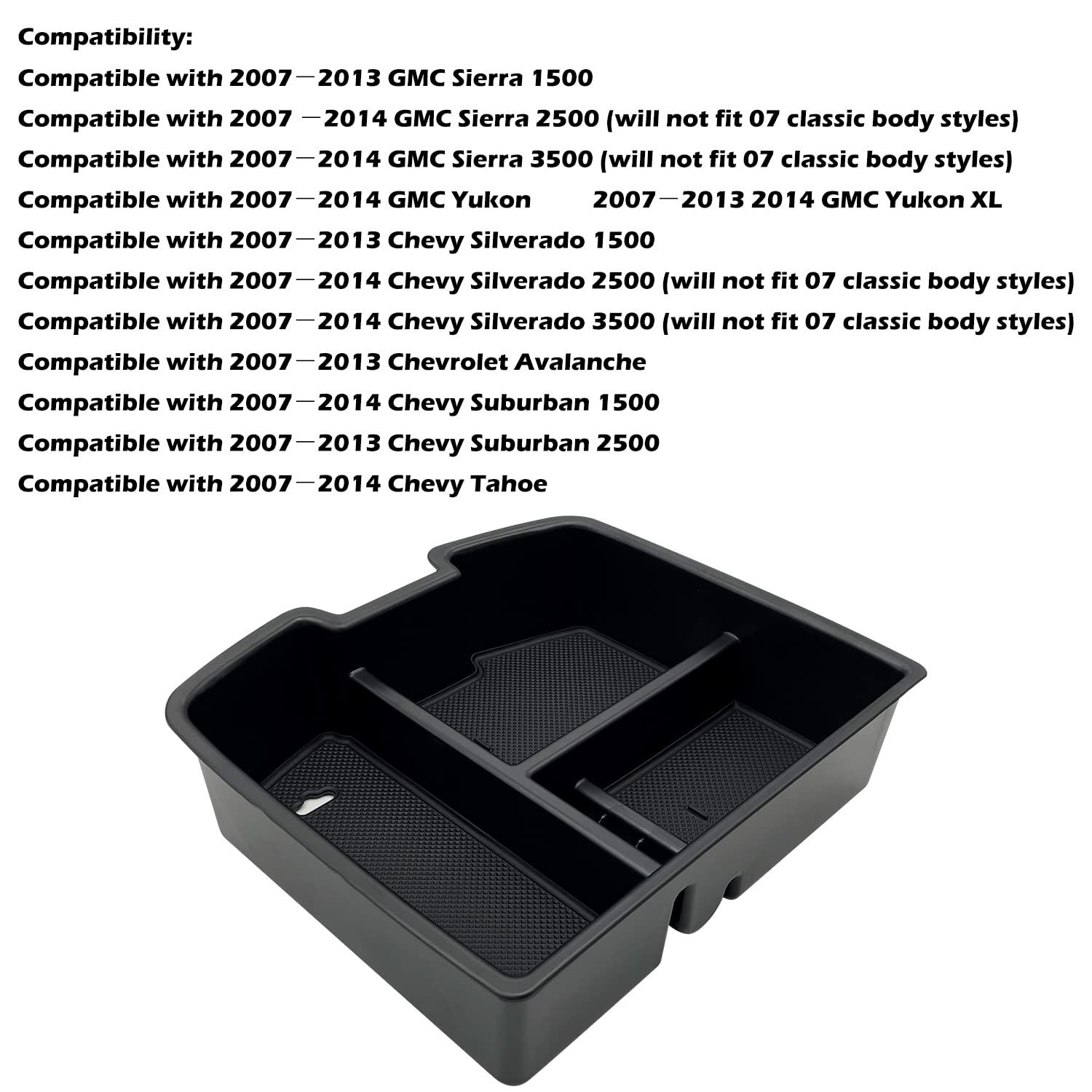 JOJOMARK Center Console Organizer Tray for 2007-2014 GMC Sierra, Chevy Silverado, Tahoe, Yukon, Suburban - Black Accessory Replaces 19166288