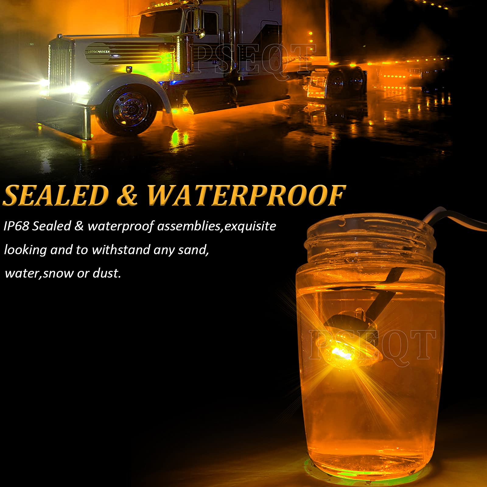 Pseqt 3/4'' Round Led Side Marker Lights Clearance Turn Signal Indicators Bullet Grommet Light Waterproof For Trailer Truck Car