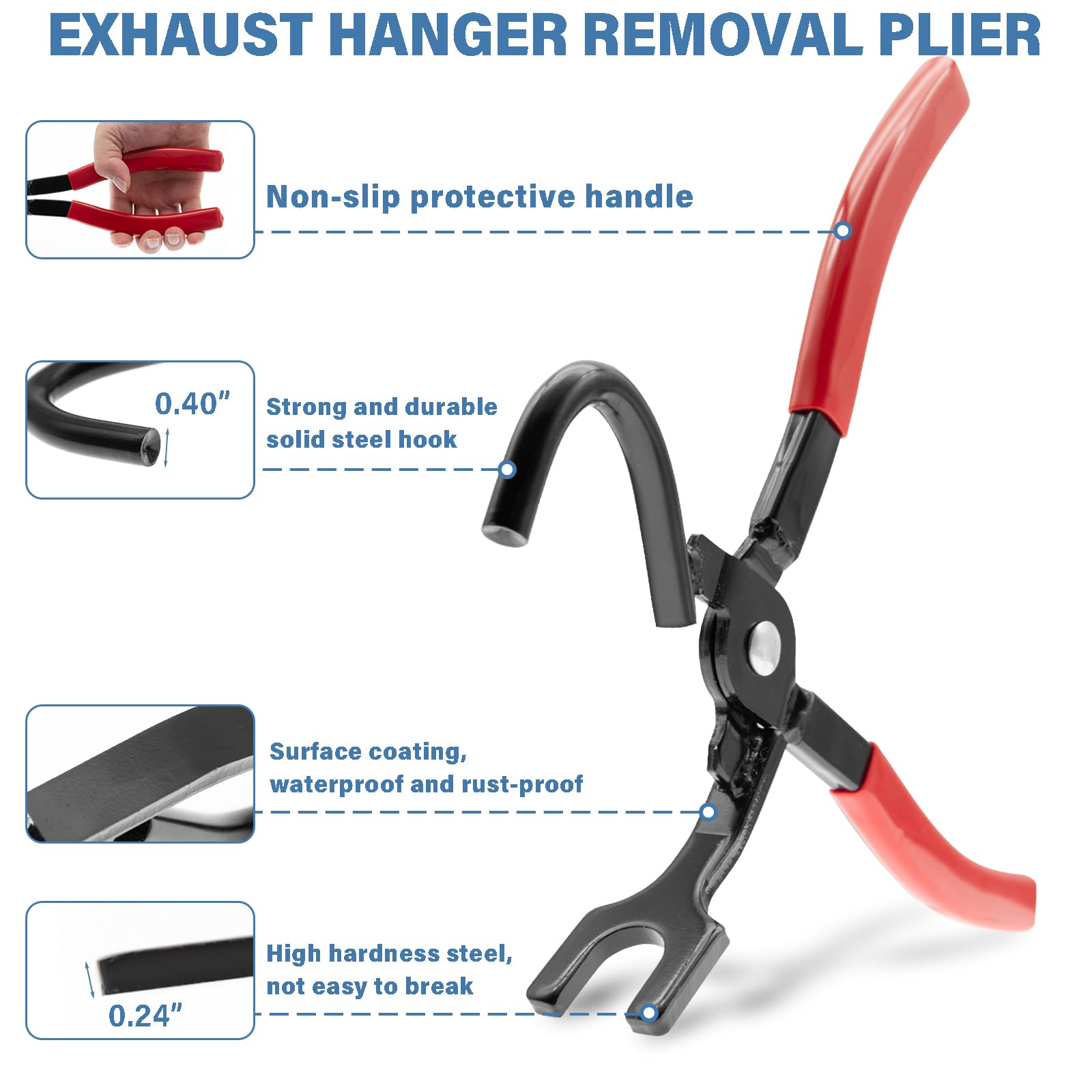 Universal Muffler Hanger Removal Pliers And 4 Hole Hanger Rubber Kit, Hanger Rubber Insulator Removal Tool (5Pcs)