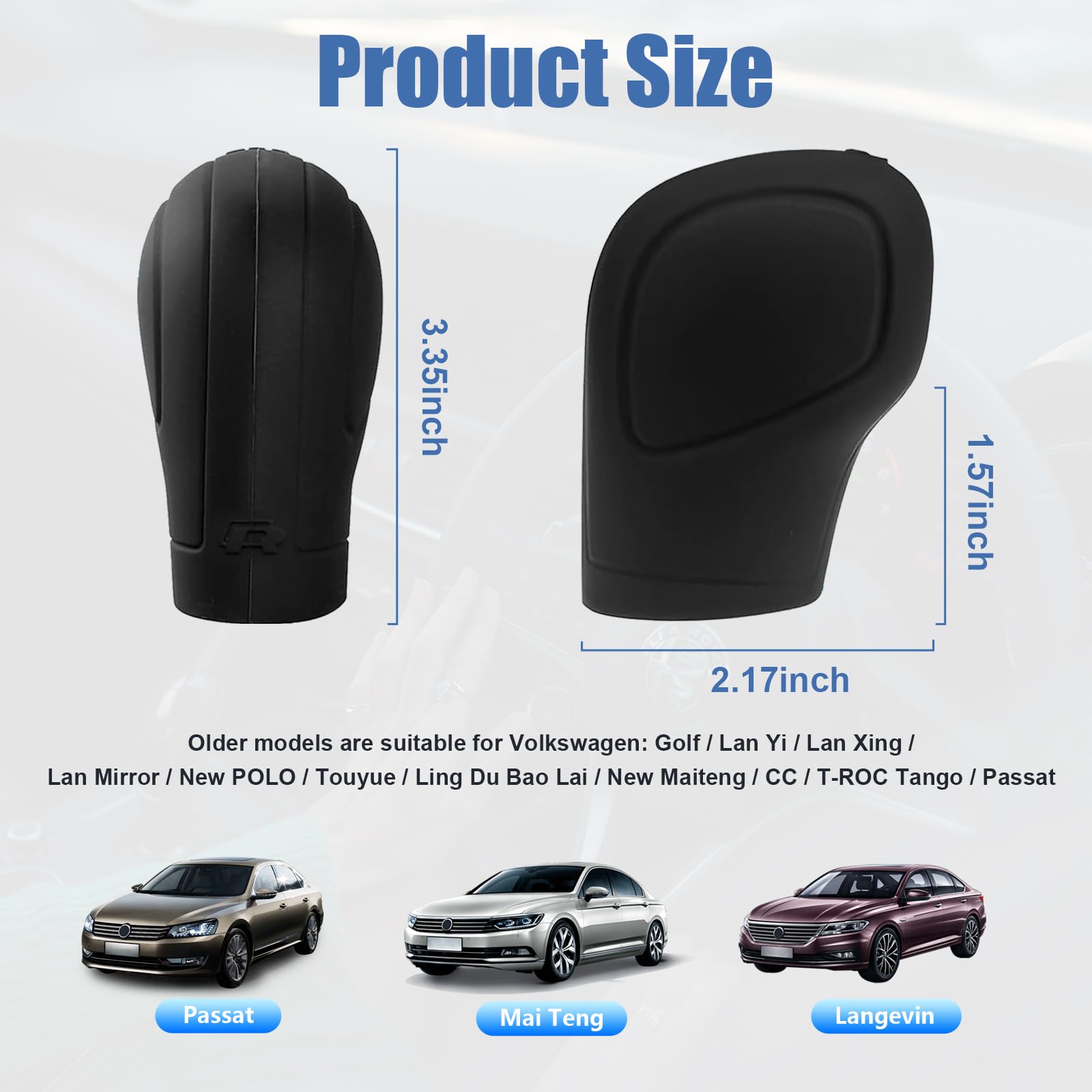 Ziciner 2Pcs Car Gear Shift Knob Cover, Elastic Silicone Car Automatic Shift Protect Accessories, Anti-Slip Auto Knob Gear Stick Protector, Car Interior Decoration (Old, Black)