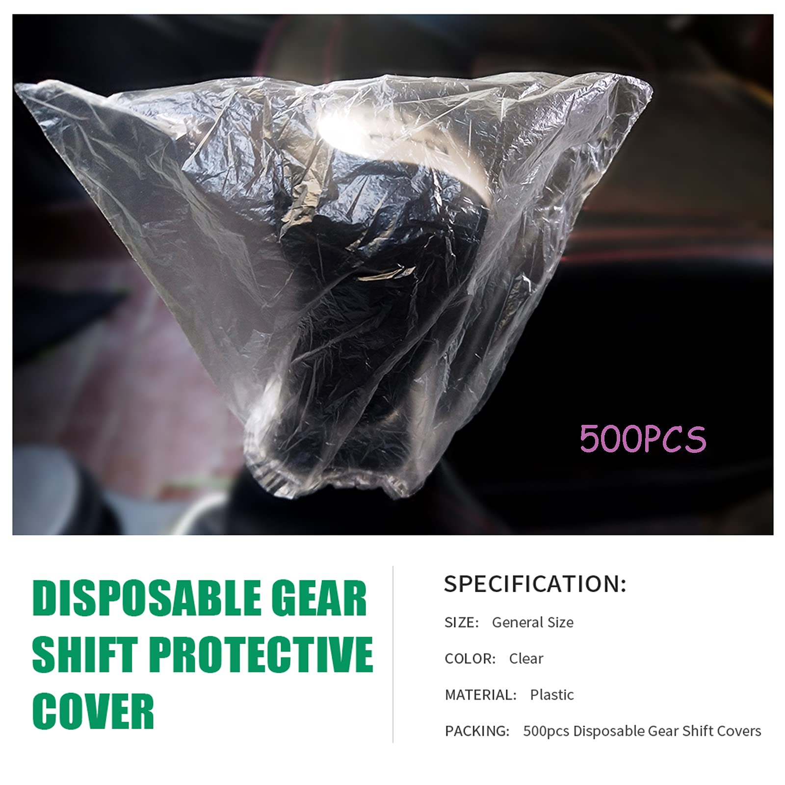 500Pcs Disposable Gear Shift Cover Plastic Transparent Car Gear Shift Protective Covers With Elastic Trims For Car Gear Shift Protection