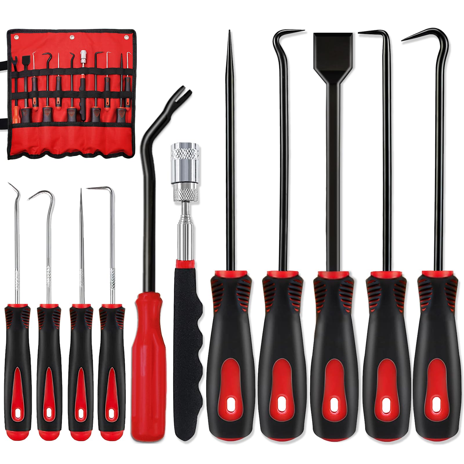 Keze 11Pcs Carbon Steel Precision Pick & Hook Set With Scraper And Magnetic Telescoping Tool Kit For Remove Automotive Electroni