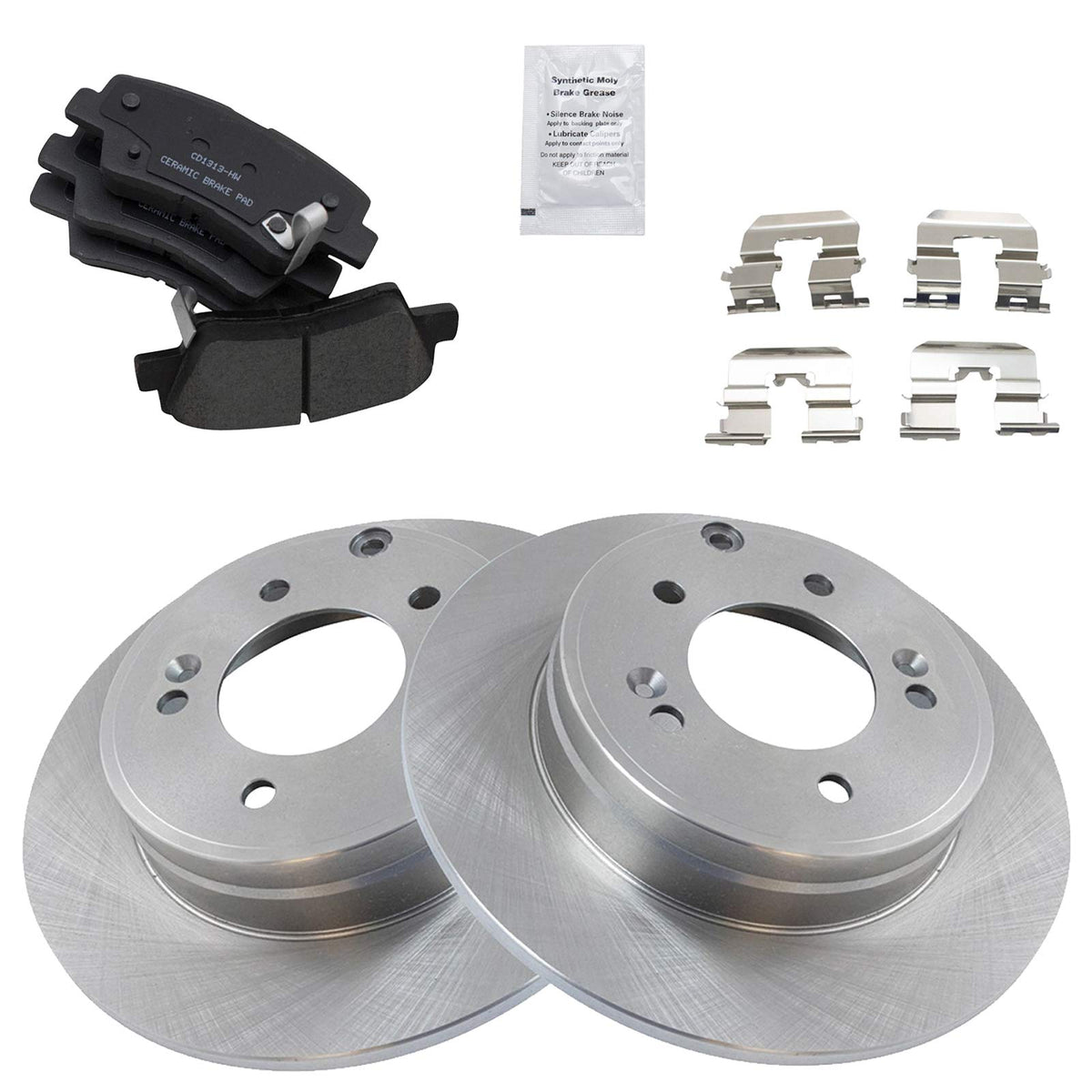 TRQ Rear Brake Pad & Rotor Kit Brake Pads Brake Rotor Ceramic Compatible with 2010-2011 Hyundai Azera 2009-2010 Sonata