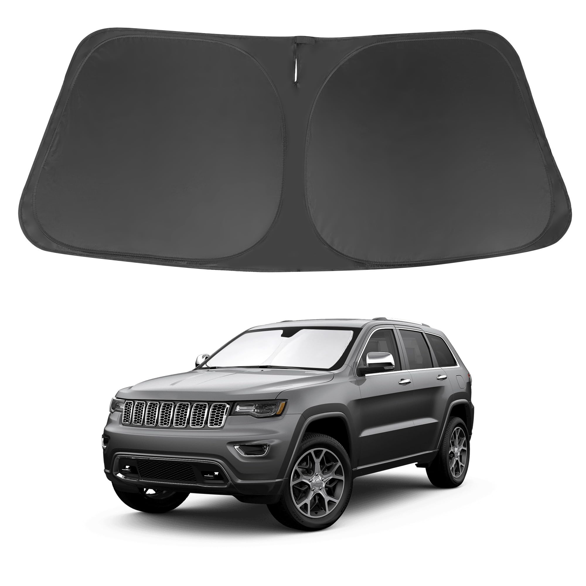 Windshield Sun Shade Fit For 2011-2021 Jeep Grand Cherokee Accessories (Not For Grand Cherokee L & Jeep Cherokee) Foldable Windo