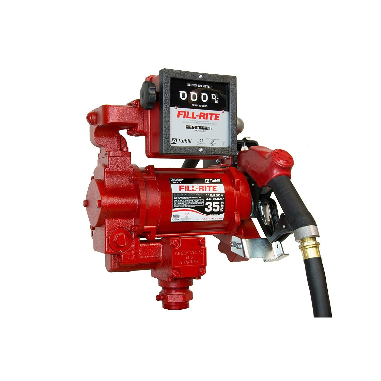 Fill-Rite FR311VB 115V/230V 35 GPM Fuel Transfer Pump w/Mechanical Meter Package (Gallons)