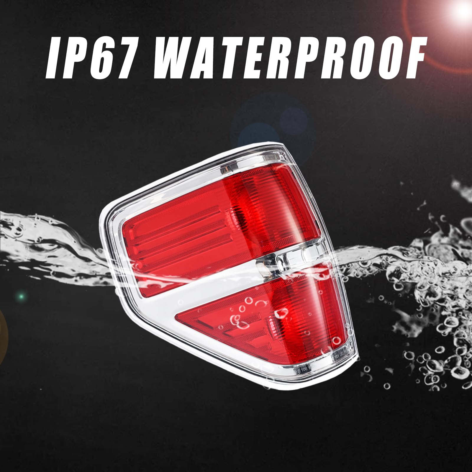 Boine Compatible With 2009 2010 2011 2012 2013 2014 Ford F150 F-150 Left Driver Side Tail Light Housing - Chrome Trim