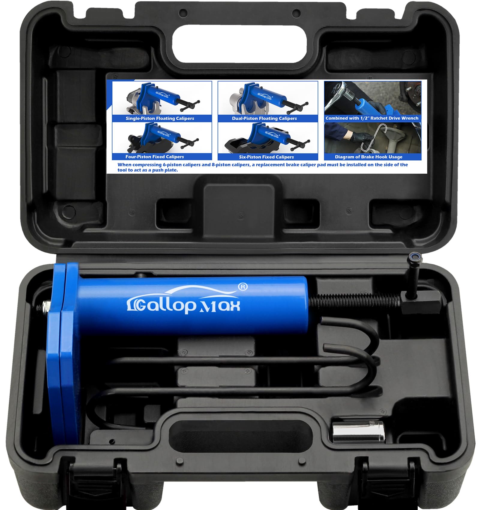Gallopmax Brake Caliper Tool - Multi Piston Brake Pad Spreader Heavy Duty Brake Caliper Piston Compression Tool, Patented