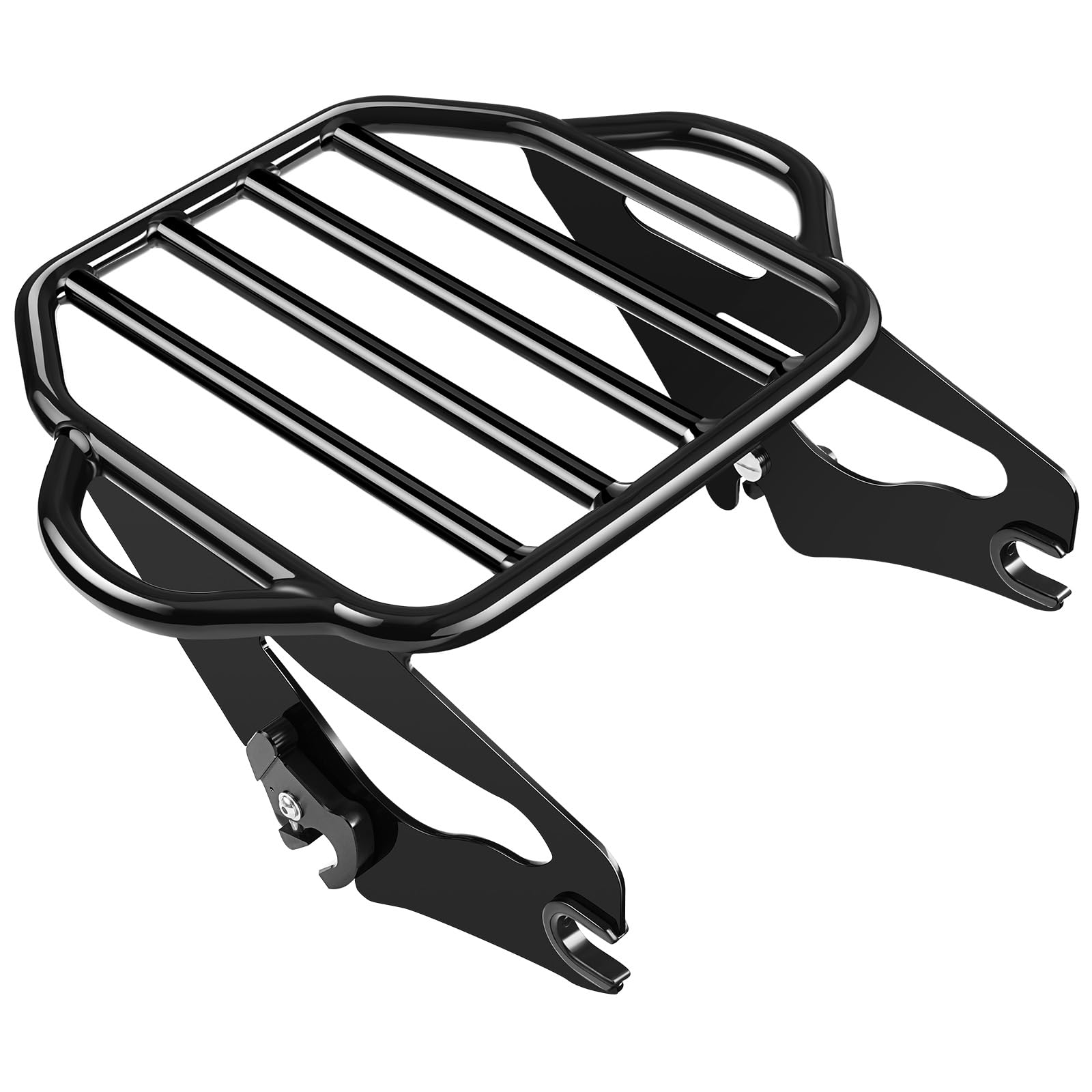 Benlari Gloss Black Detachable Luggage Rack 2-Up Mounting Rack Compatible For Harley Touring Road King Street Electra Glide 2009-2024 2021 2020 2019 2018 2017 2016 2015 2014 2013 2012 2011 2023