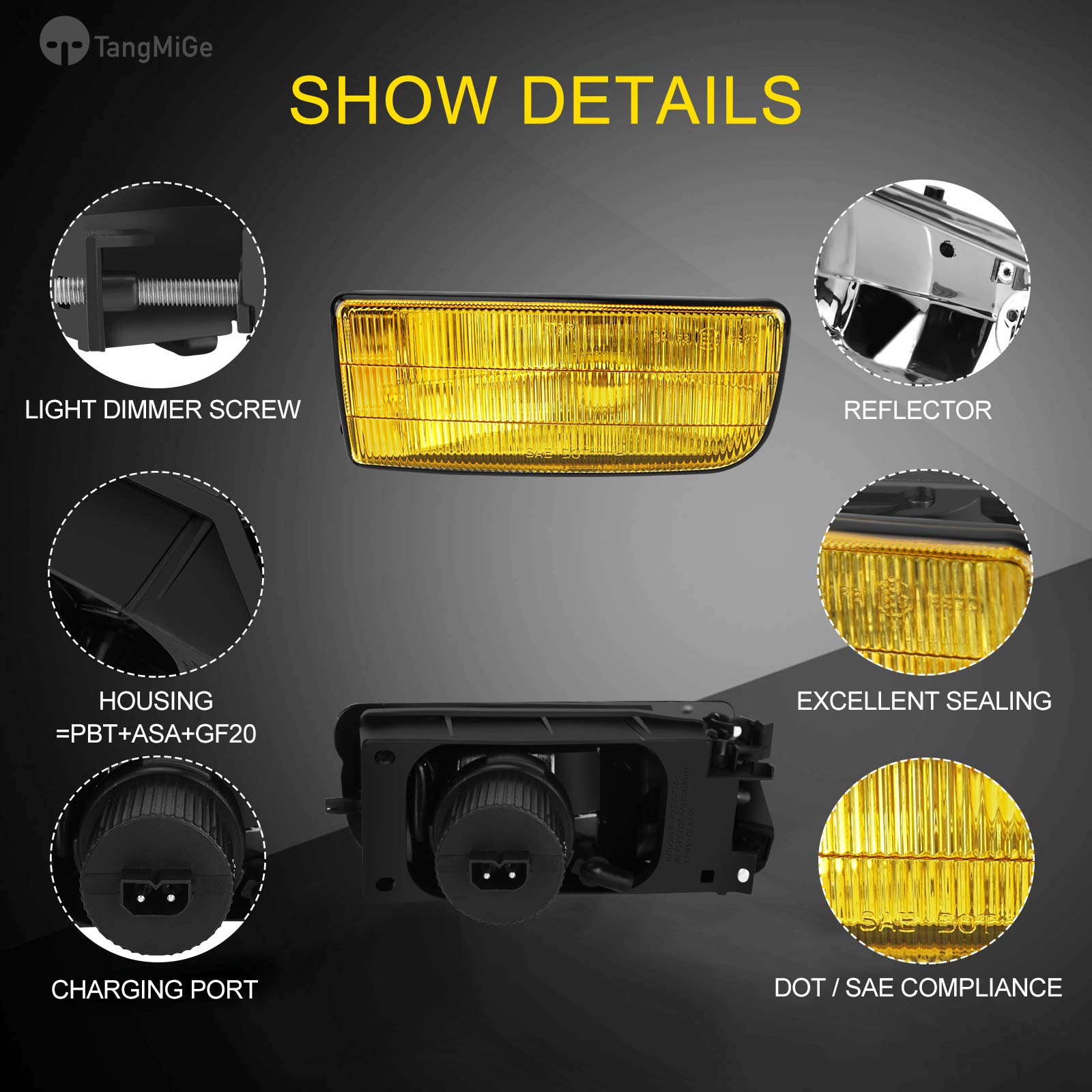 Tangmige Fog Lights Lamps For 1992 1993 1994 1995 1996 1997 1998 1999 Bmw (M3 / E36) 318I 318Is 318Ti 320I 323I 323Is 325I 325Is 328I 328Is 3 Series Original Design, 1 Pair, Yellow Lens, W/H1 Bulbs