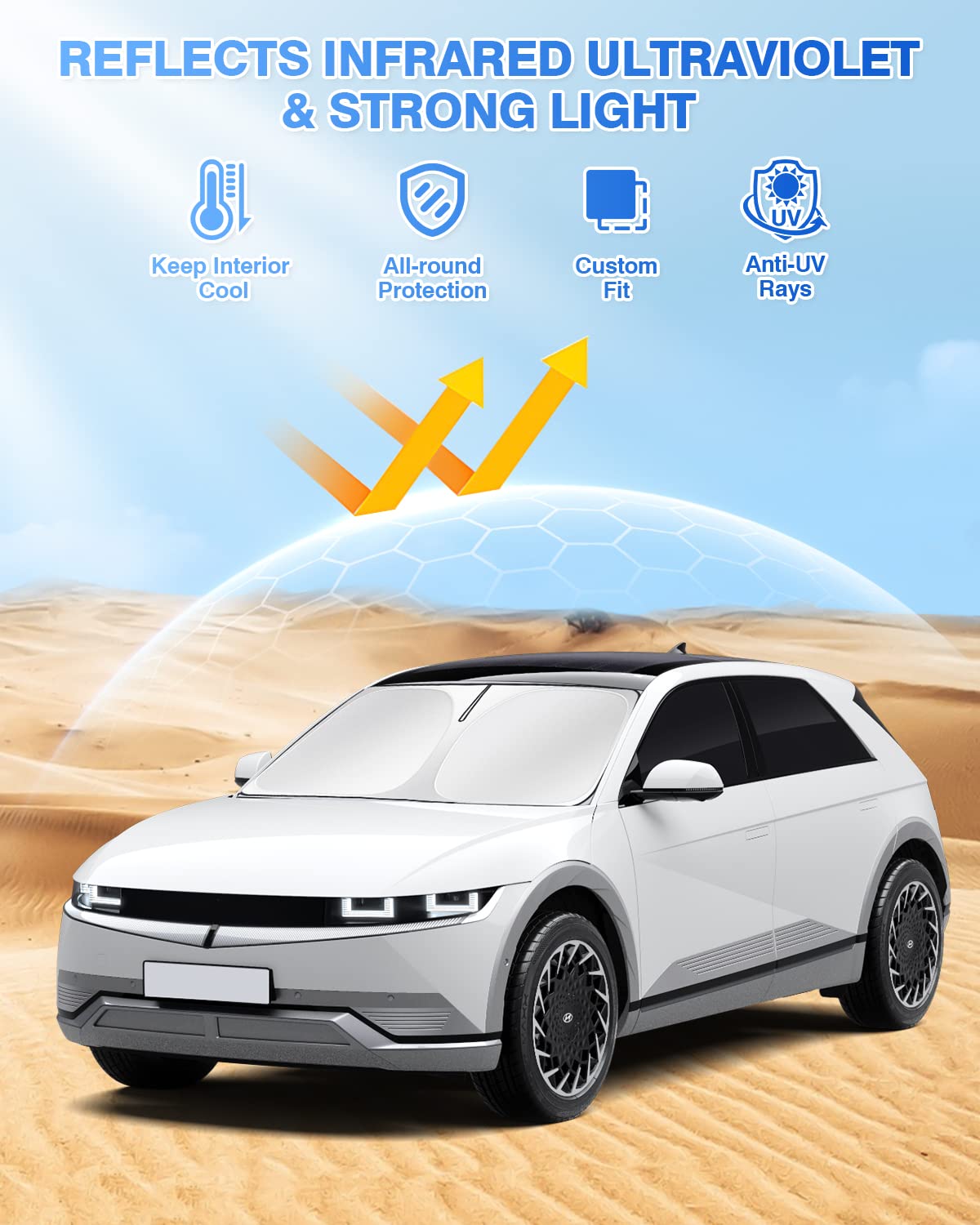 Canvcle Windshield Sun Shade For Hyundai Ioniq 5 2022-2024 2025 Ioniq 5 Accessories Sunshade Side Rear Window Shade Cover Sun Vi