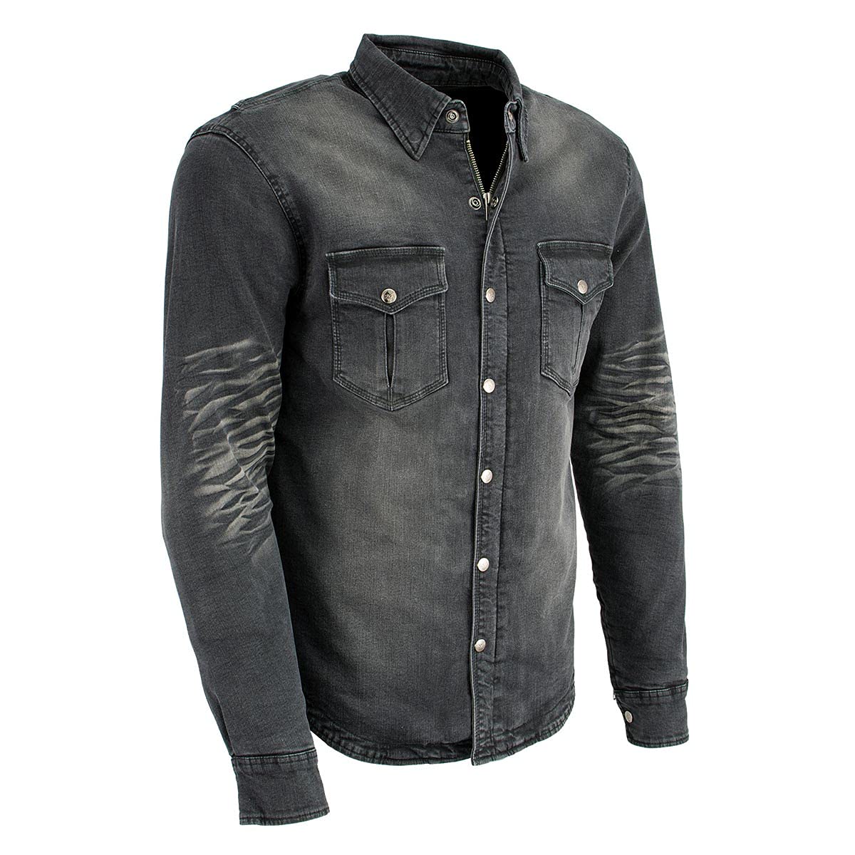 Milwaukee Leather Mpm1620 Men'S Black Flannel Biker Shirt With Ce Approved Armor - Reinforced W/Aramid Fibers - X-Large
