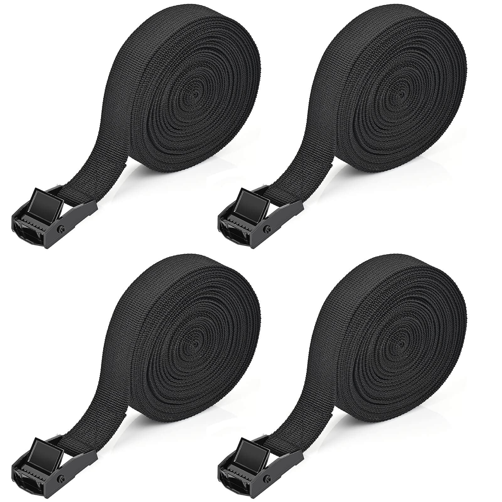 Kshineni Tie Down Straps 4 Pcs Lashing Strap 19.7' X 1 Adjustable Heavy Duty Cam Buckle Cinch Straps For Cargo, Trucks, Luggage, Trailer, Motorcycle (Black)