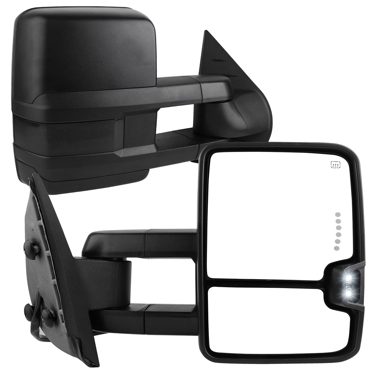 Yitamotor Towing Mirrors Compatible With Chevy Gmc, Power Heated Led Arrow Signal Light Reverse Lights , Replacement For Silvera