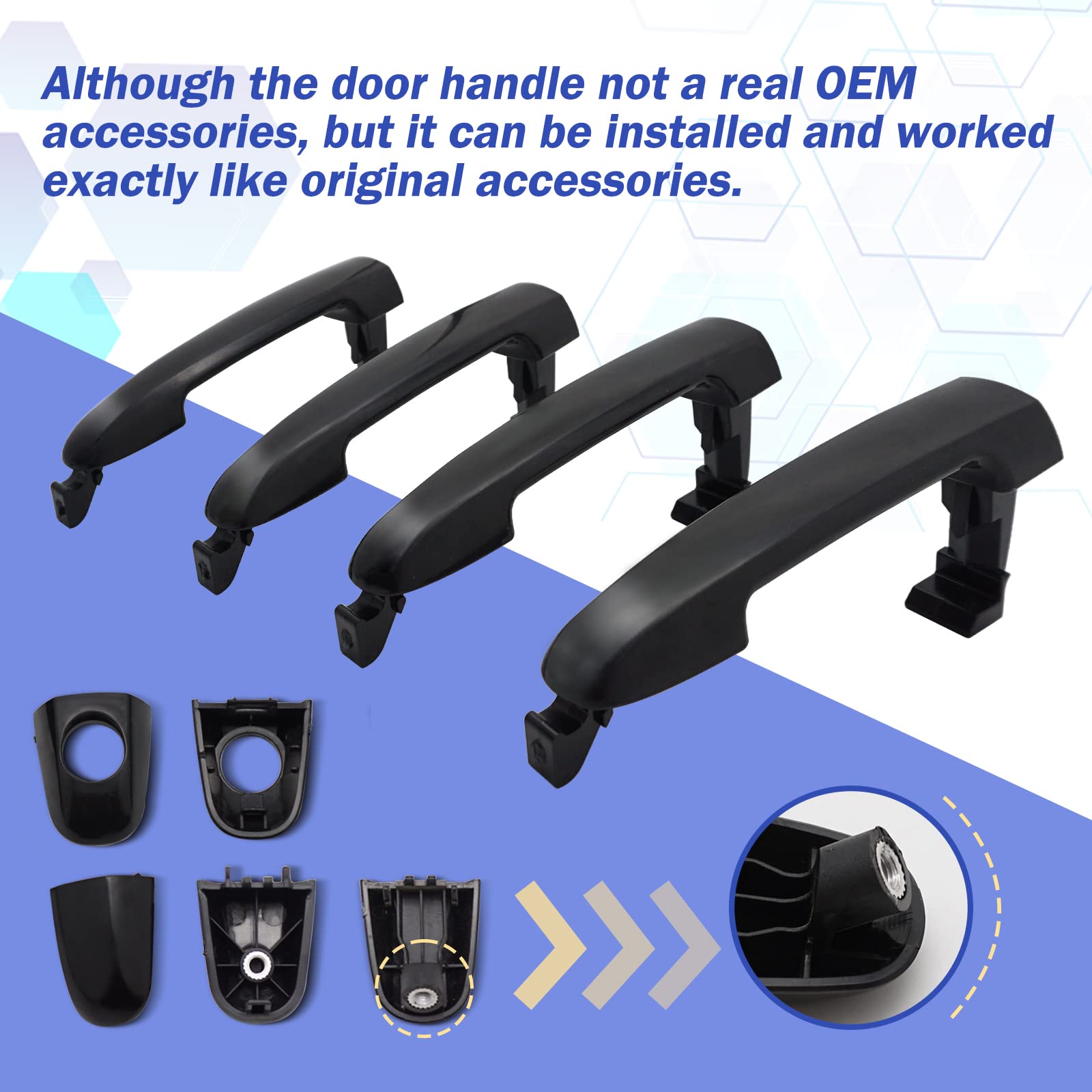 X4Xz 4Pcs Front Rear Left Right Exterior Door Handle Driver Passenger Side For 2006-2010 Hyundai Sonata 826513K000
