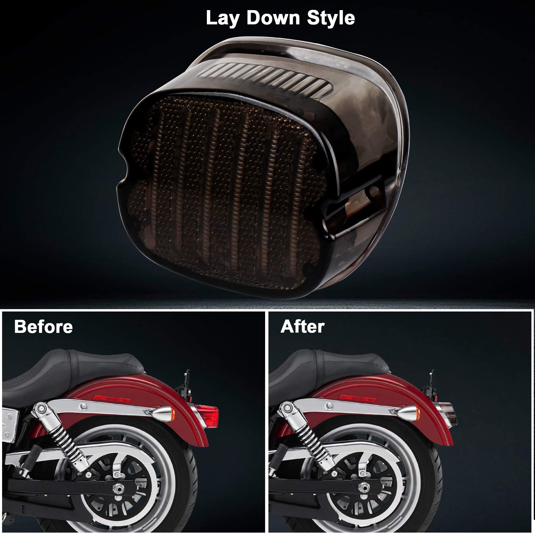 Movotor Tail Light Led Integrated Turn Signal Brake Running Light Low Profile Smoked Rear Light Compatible With Harley Sportster 883 1200 Dyna Road King Electra Glide