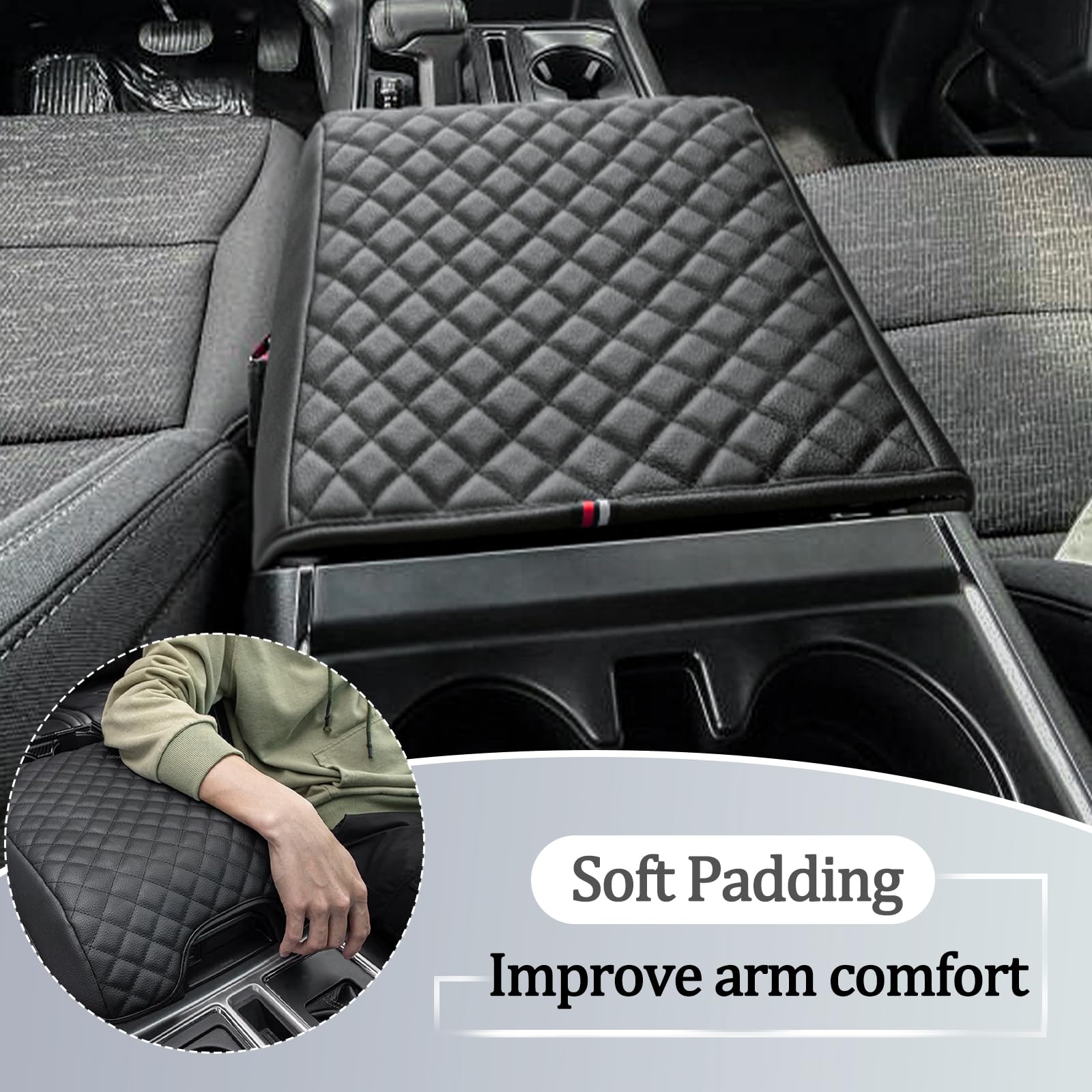 JDMCAR Center Console Cushion Compatible with 2021 2022 2023 2024 2025 Ford F150 PU Leather Armrest Interior Accessories, Custom