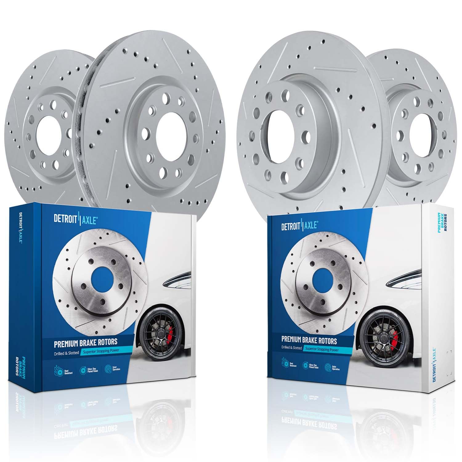 Detroit Axle - Brake Rotors for 2014-2022 Jeep Cherokee, 2015-2017 Chrysler 200, Drilled and Slotted Disc Brake Rotors 2016 Repl
