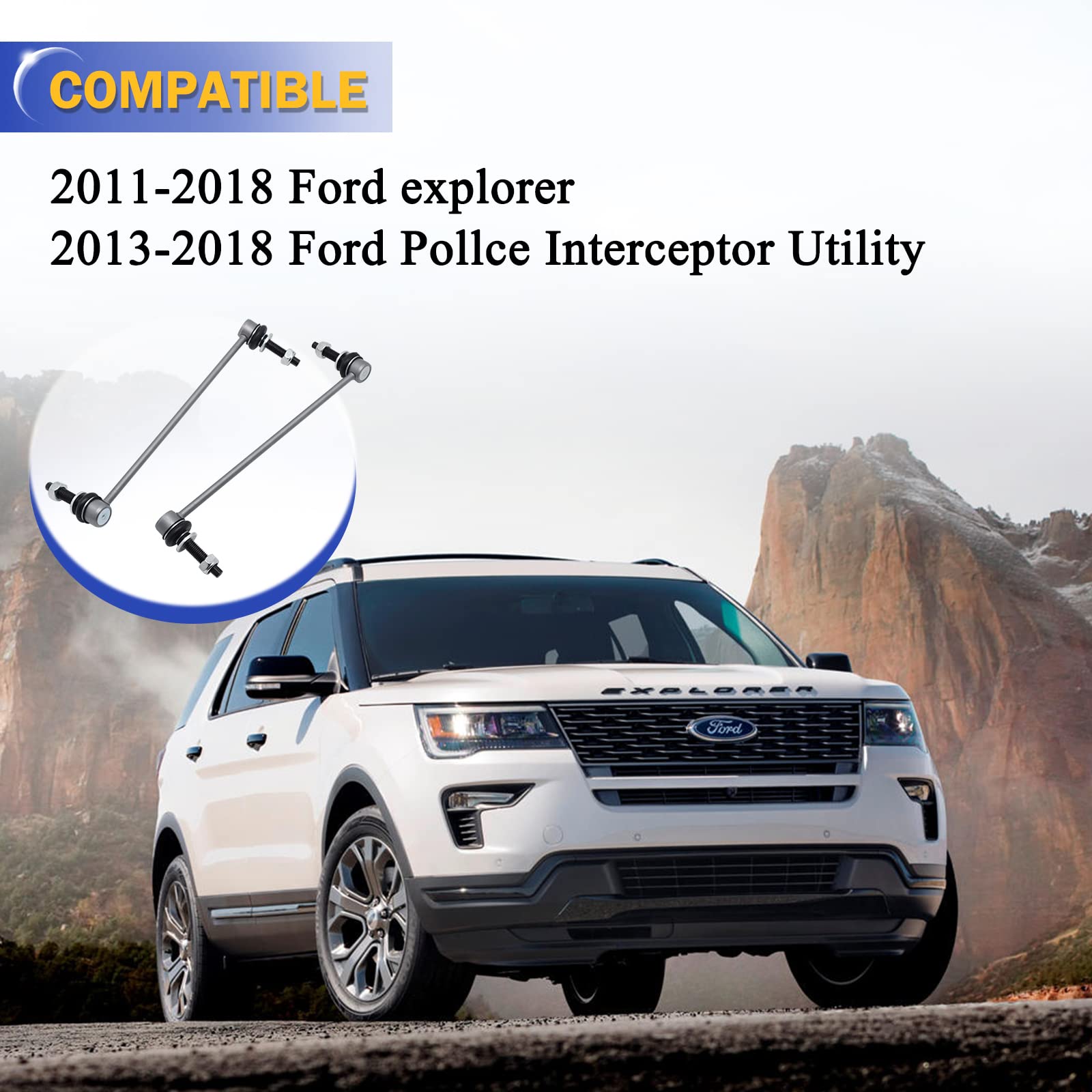 Zinc-Nickel Alloy Stabilizer Sway Bar Links For 2011-2018 Ford Explorer Police Interceptor K750616 K750617