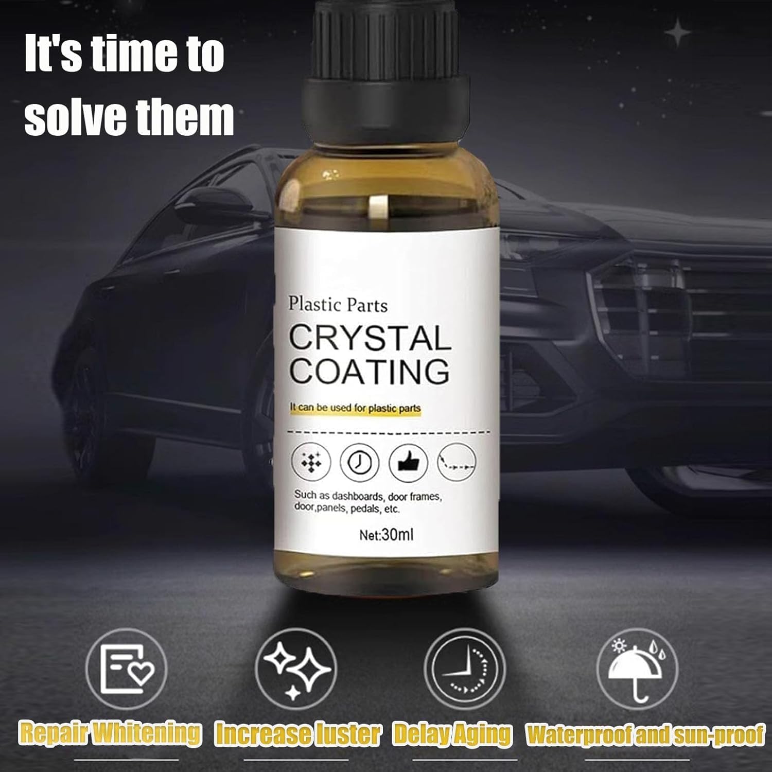 3 Pcs Crystal Coating for Car Plastic Parts, 2025 New Plastic Parts Crystal Coating, High Gloss Protective Layer, Refurbish Agen