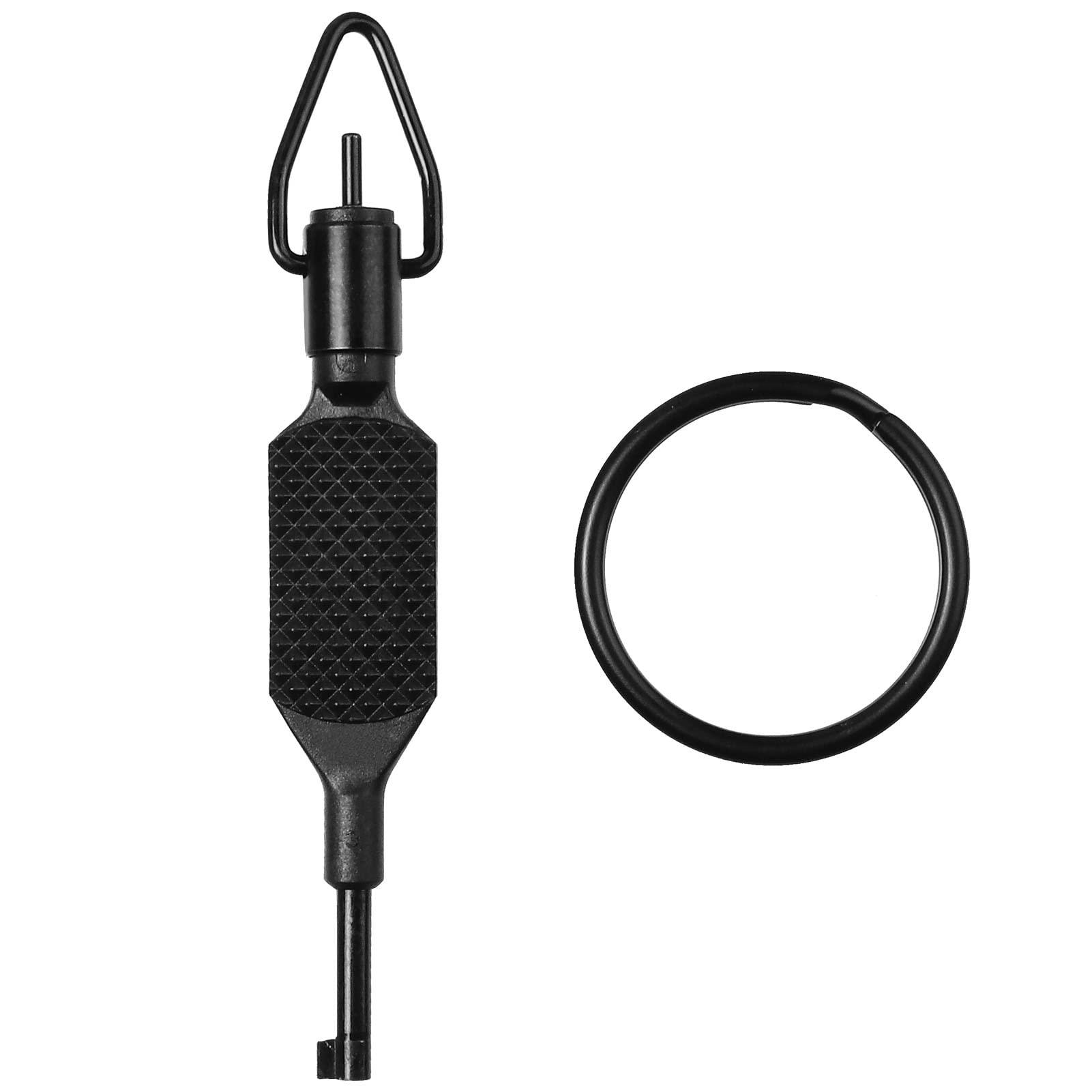 Jotovo Flat Knurled Swivel Key, Universal Standard Handcuff Key 4 Long With Detachable Keyring, Black