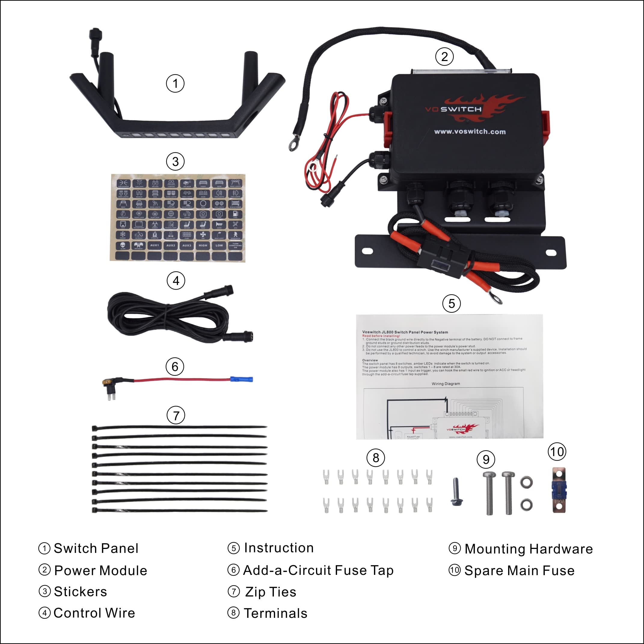 Voswitch Jl800 Grab Handle Switch Panel For Jeep Wrangler Jl 2018-2023 And Gladiator 2020-2023