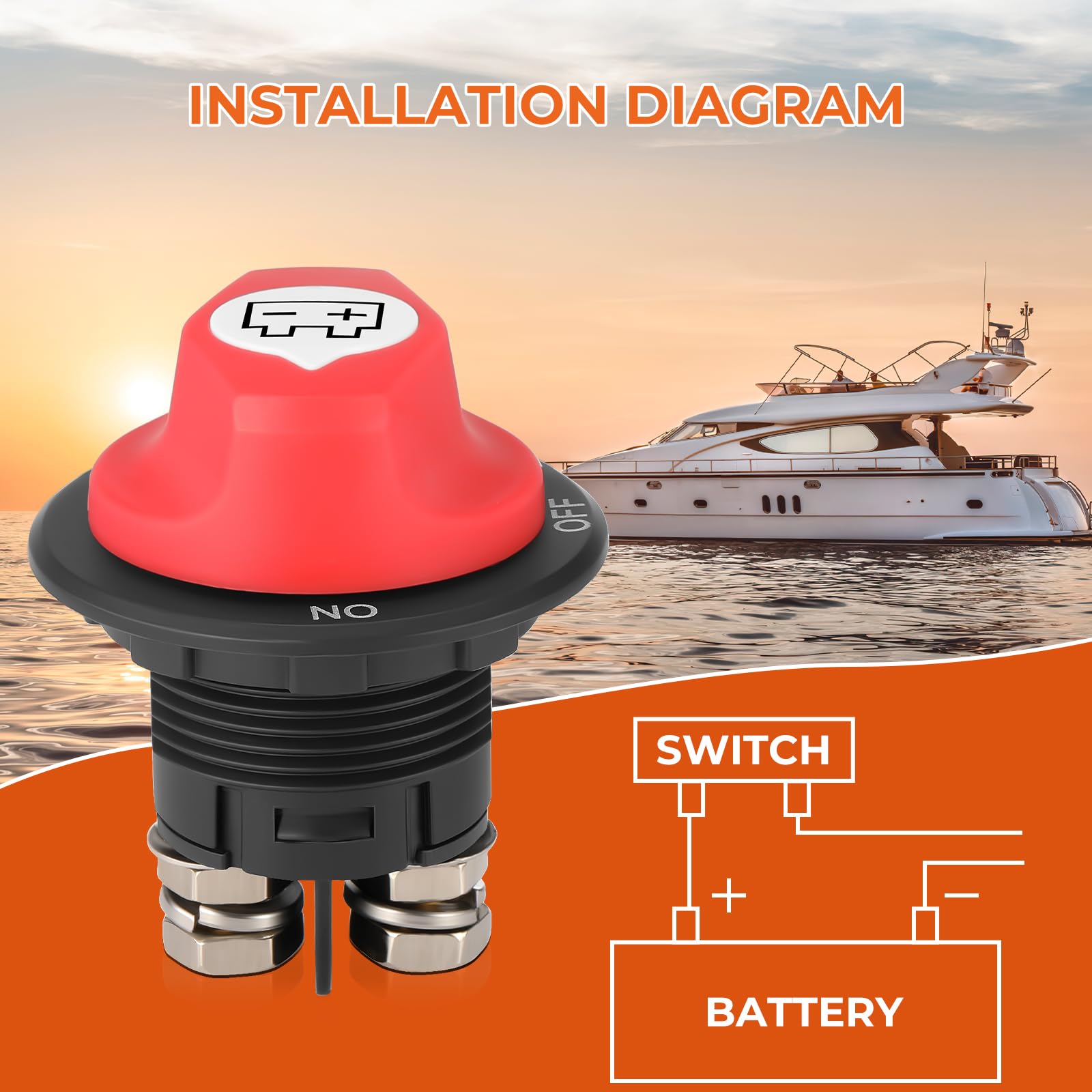 ISINFLASH Battery Disconnect Swicth 12-48V, Battery Master Cut Shut Off Isolator Switch for Marine Boat RV ATV Car Utv Vehicle,