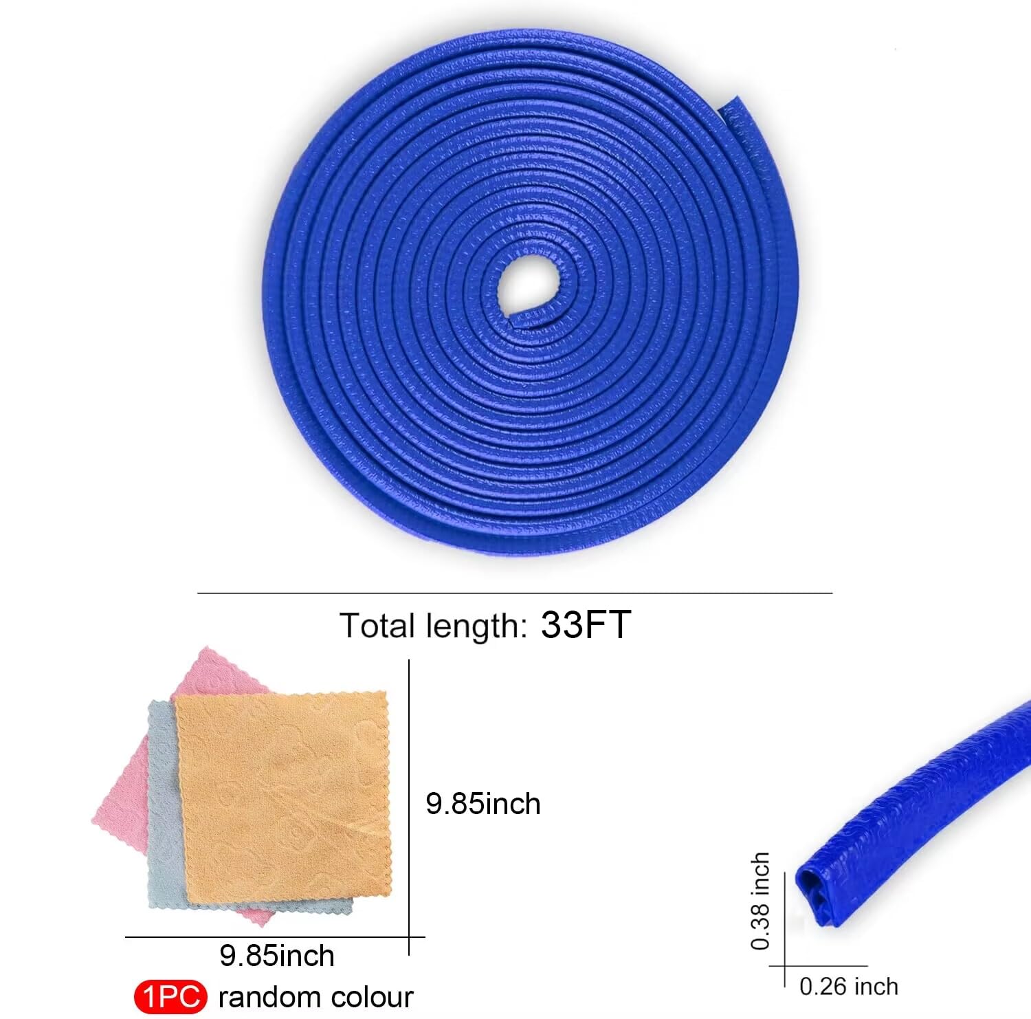 Singaro 33Ft (10M) Car Door Edge Guard, No Glue Rubber Decorative Protective Strip, Car Door Entry Protector, Applicable To Car, Truck, Suv And Atv, Car Exterior Accessories(Blue)