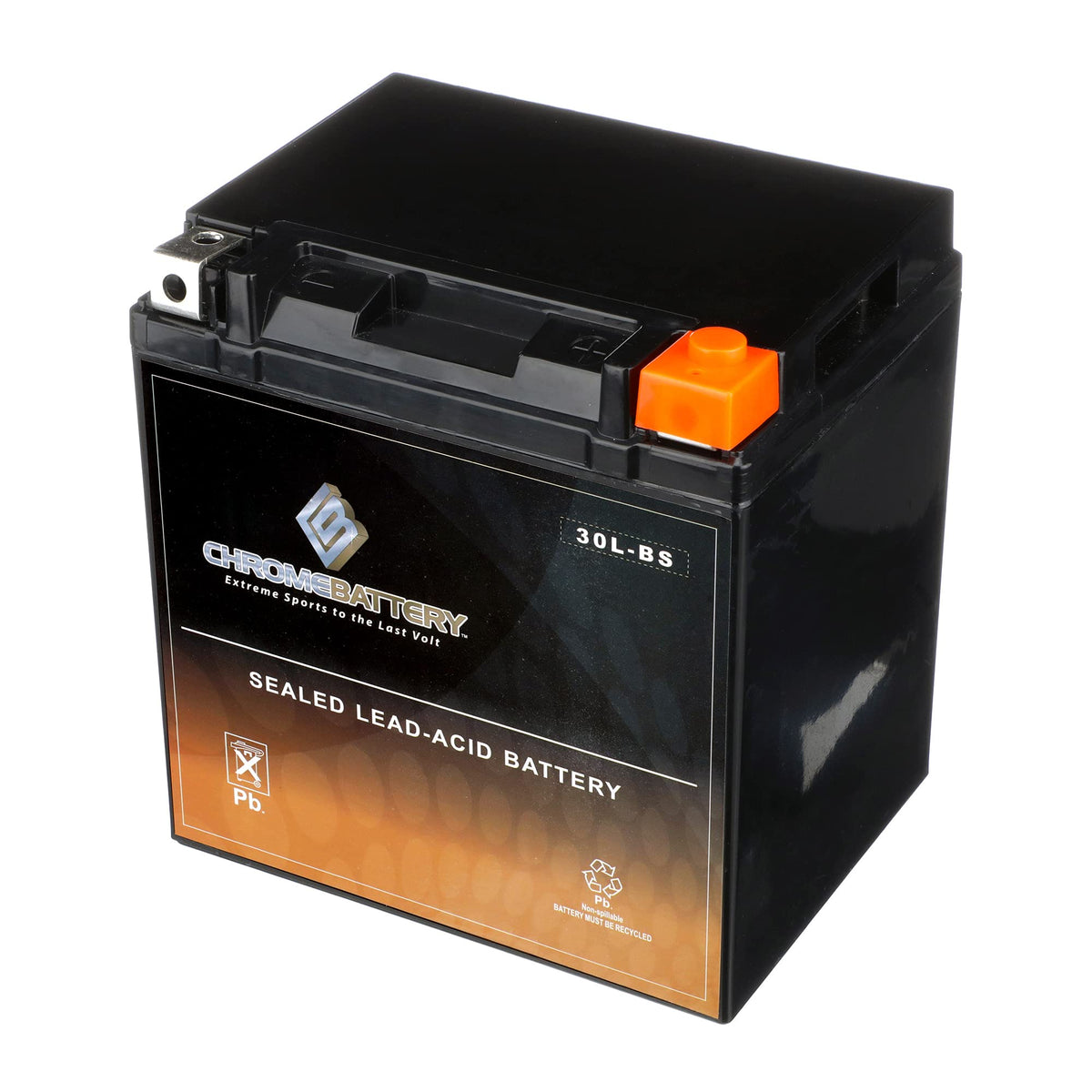 Chrome Battery Ytx30L-Bs Maintenance Free Replacement Battery For Atv, Motorcycle, Snowmobile, And Utv: 12 Volts, 3 Amps, 30Ah,