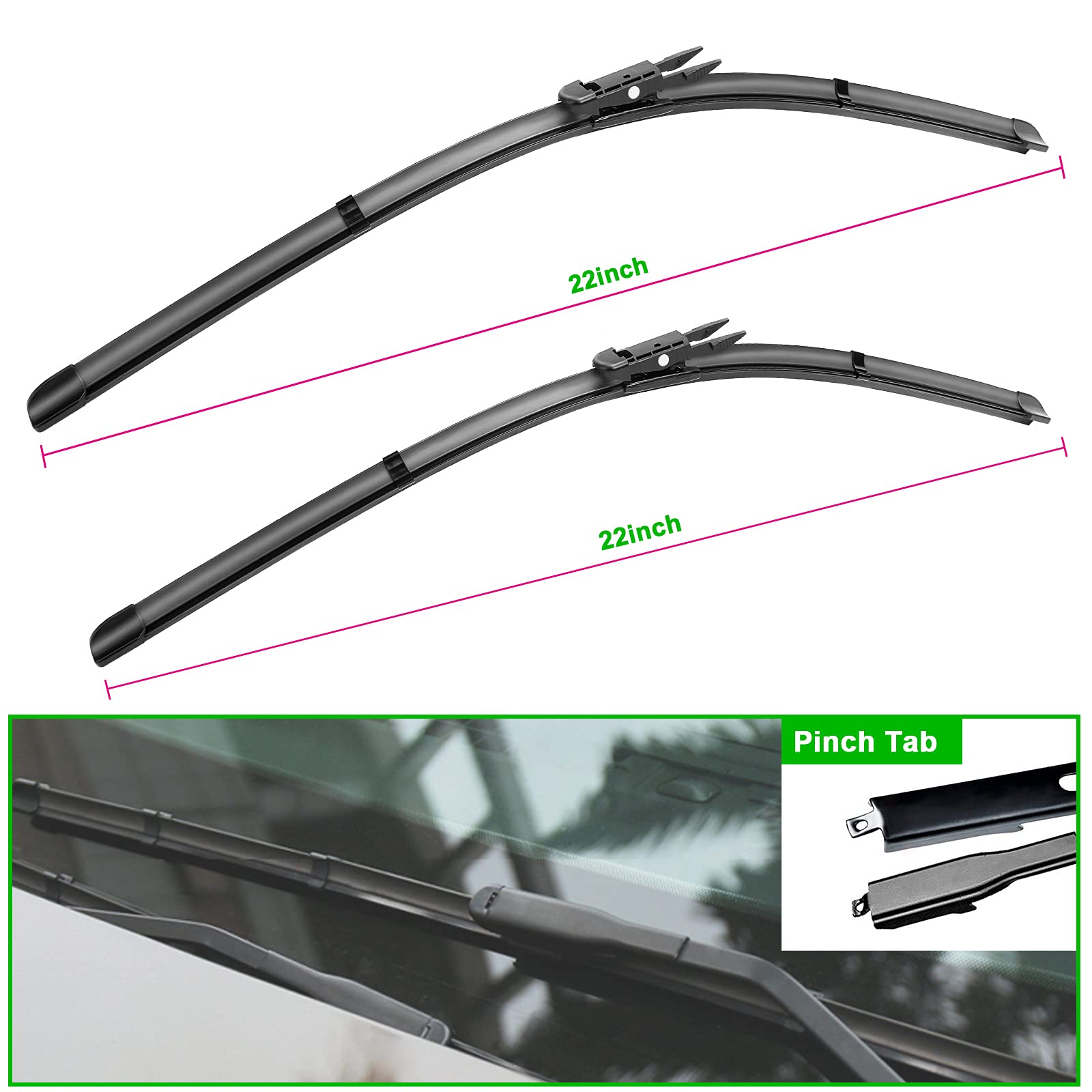 2 Wipers Replacement For 2012-2017 Chevy Traverse/Buick Enclave /2012-2016 Acadia Mk1/2008-2011 Buick Lucerne, Windshield Wiper Blades Original Equipment Replacement - 24'/21' (Set Of 2) Pinch Tab