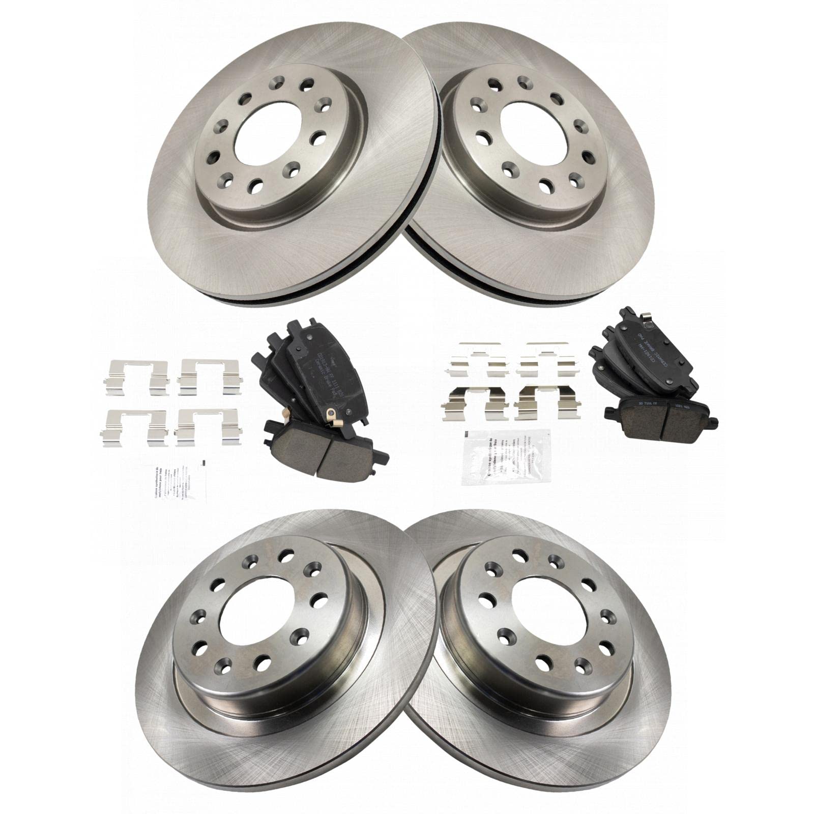 Trq Front And Rear Brake Pad & Rotor Kit Brake Pads Brake Rotor Ceramic Compatible With 2016-2019 Chevrolet Malibu