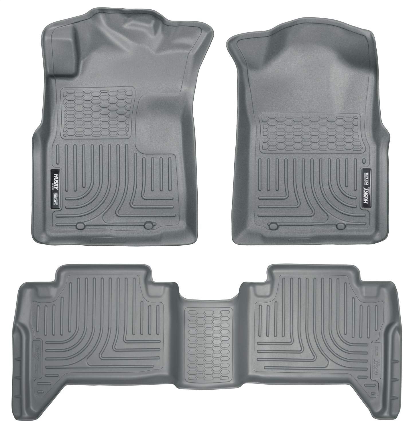 Husky Liners Weatherbeater Floor Mats | Fits 2005-2015 Toyota Tacoma Double Cab | Front & 2Nd Row, 3-Pc Grey - 98952