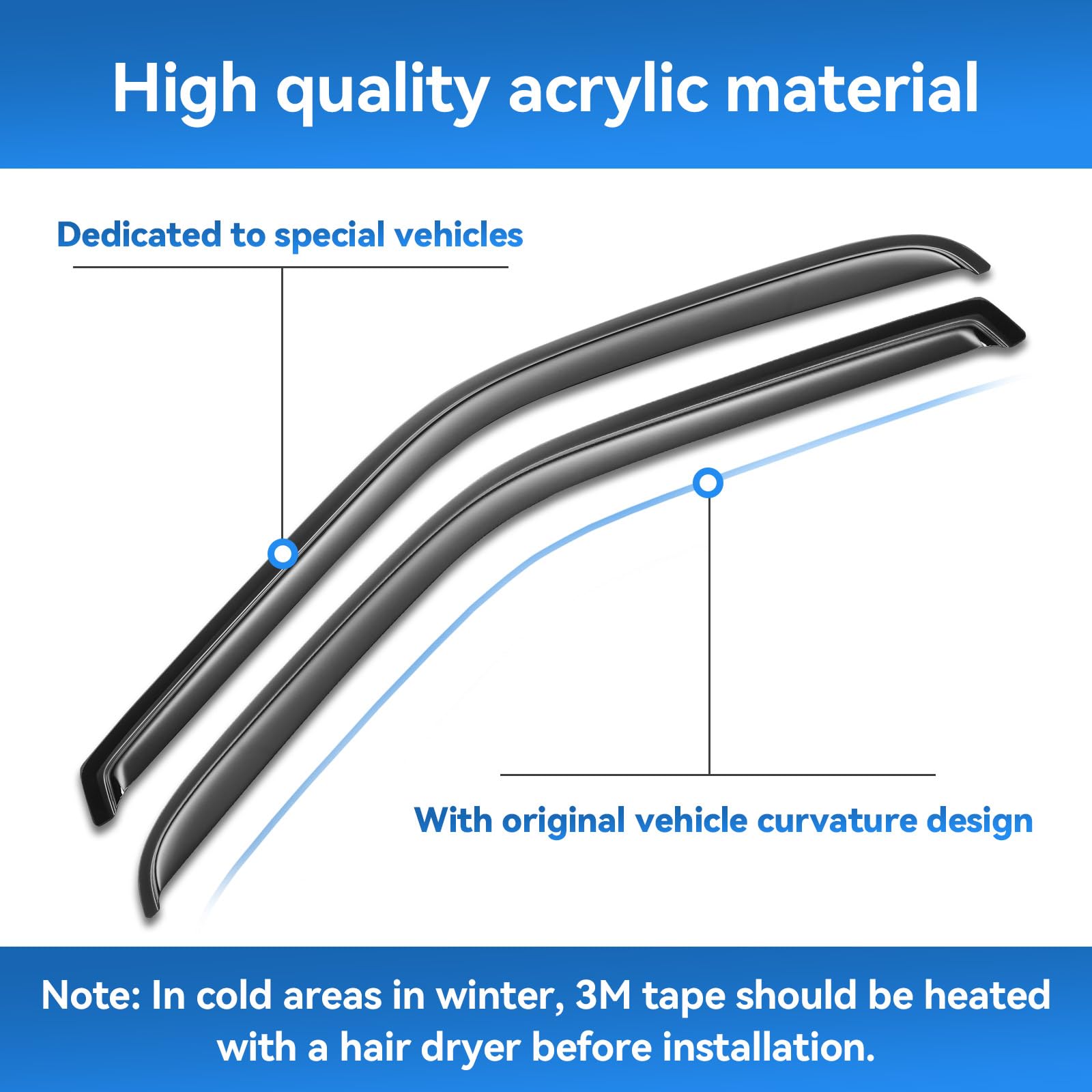Window Rain Guards for 2013-2019 Ford Escape, Window Visor Guard Vent Wind Shade Deflector Rain Shield Protector Sun Visor for 1