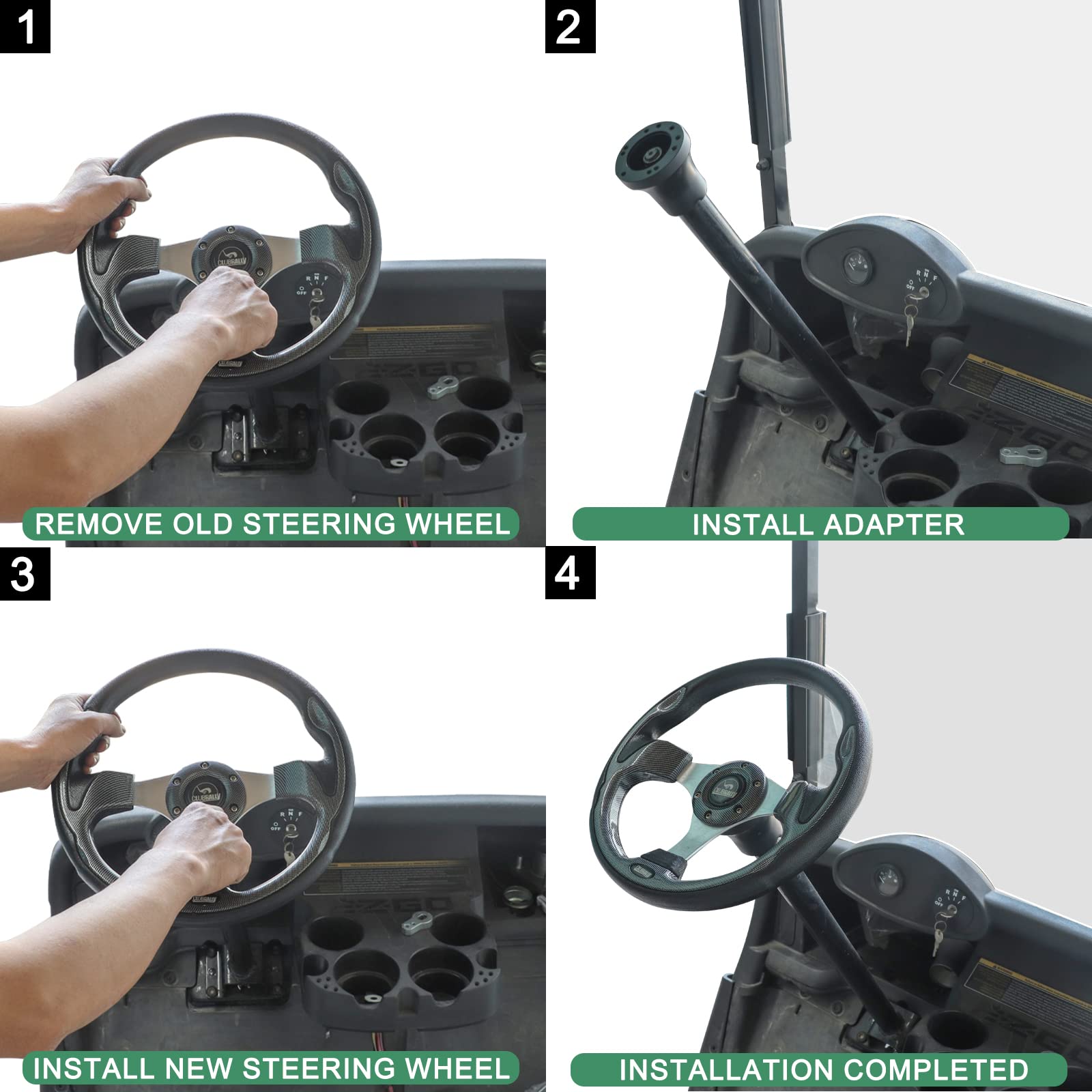 Clubrally Golf Cart Steering Wheel Adapter For Ezgo Txt & Rxv-Black