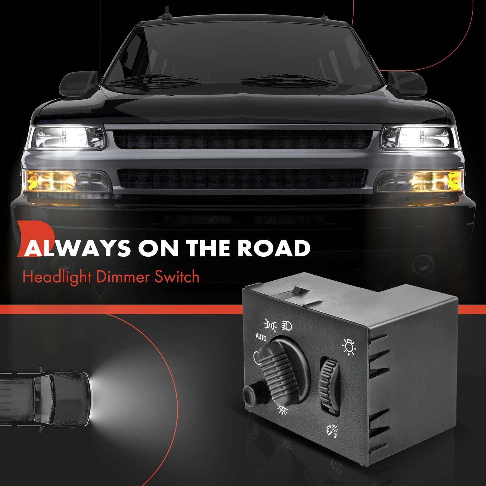 A-Premium Headlight Switch Headlamp Dimmer Switch White LED Light Compatible with 2003-2007 Chevy Silverado Tahoe Suburban & GMC Sierra Yukon & Cadillac Escalade
