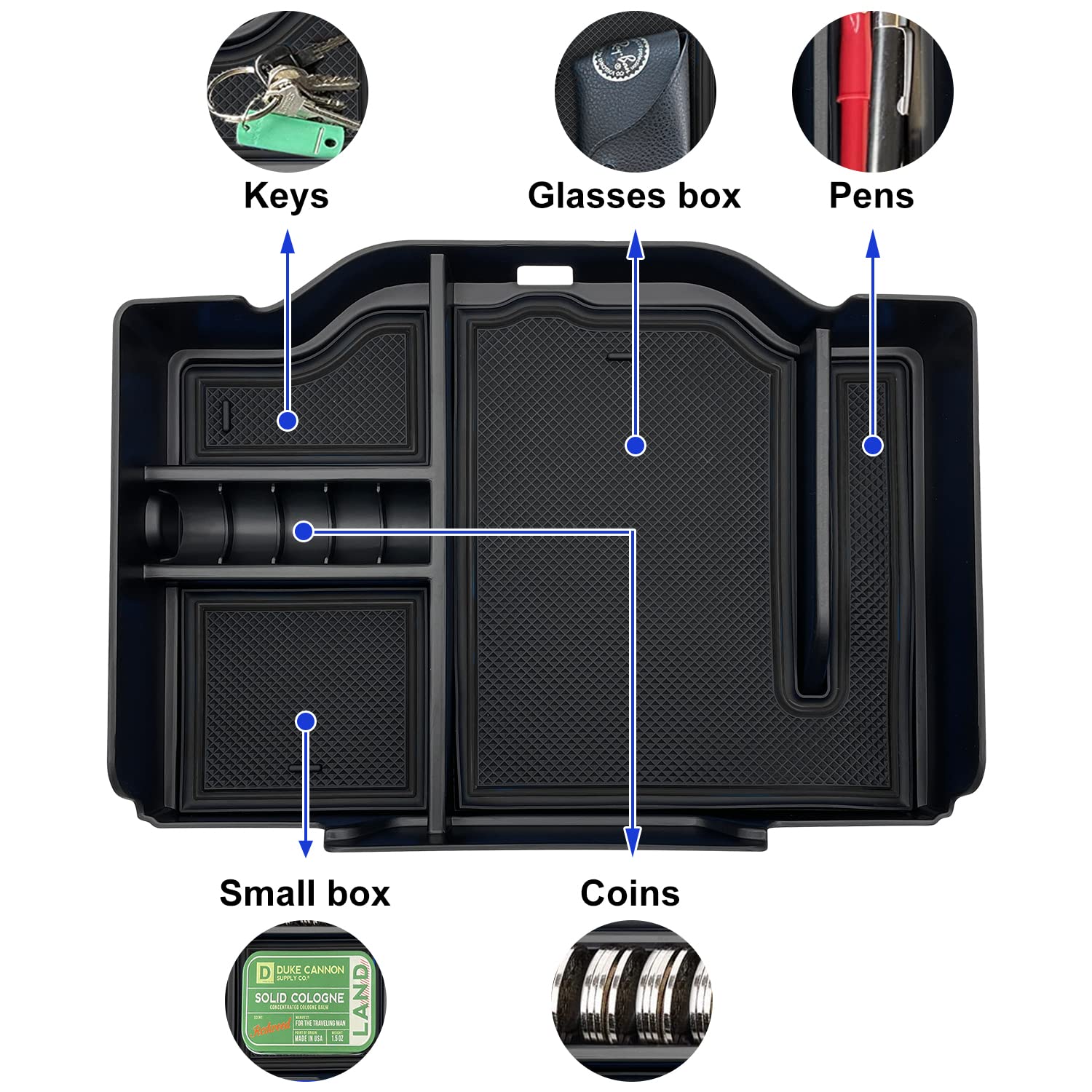 EVTIME Center Console Organizer fit for Dodge RAM 1500 2500 3500 2024 2023 2022 2021 2020 2019 Accessories Interior Storage Box