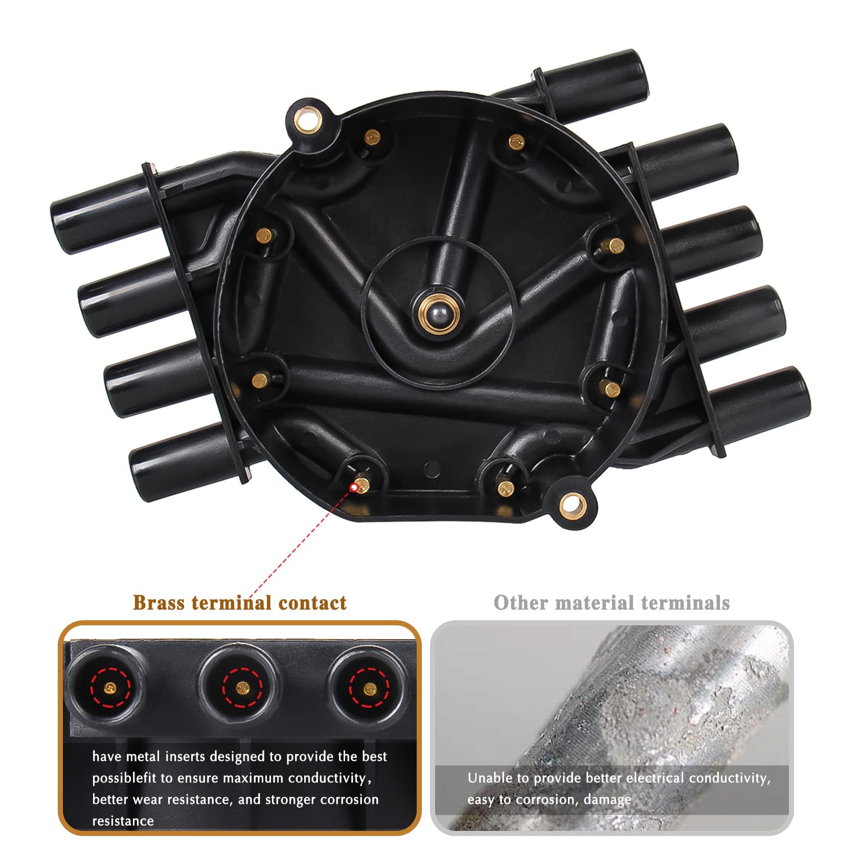 Big-Autoparts Ignition Distributor Set Brass Terminals Distributor Cap And Rotor Kit Compatible With Chevrolet Gmc Cadillac Vort