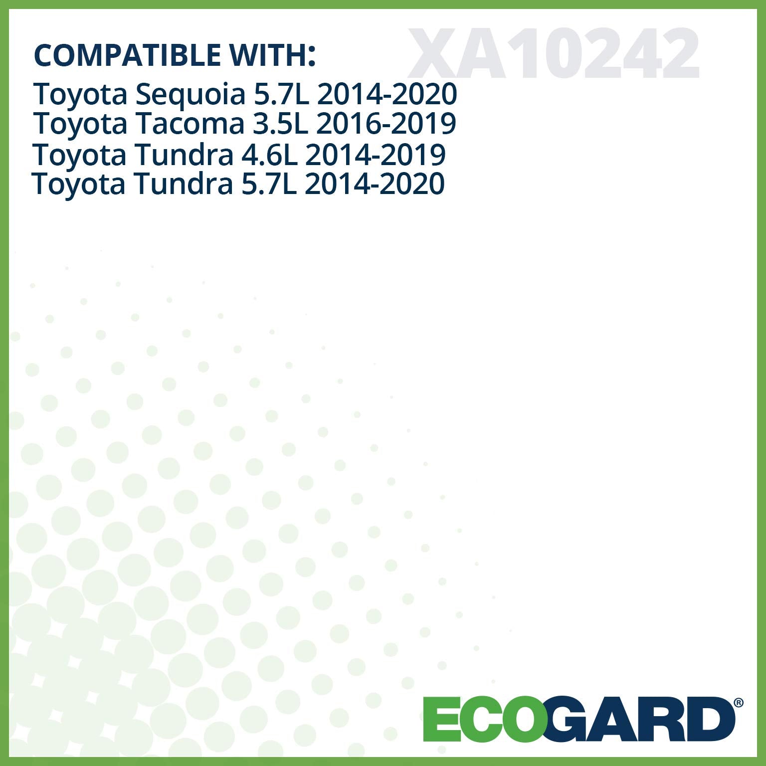 ECOGARD XA10242 Premium Engine Air Filter Fits Toyota Tacoma 3.5L 2016-2021, Tundra 5.7L 2014-2021, Tundra 4.6L 2014-2019, Sequoia 5.7L 2014-2021