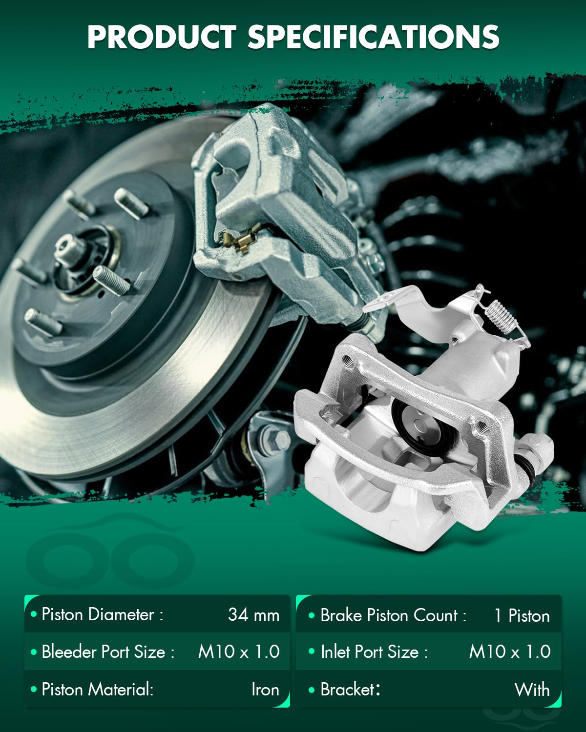 Scitoo Rear Right Brake Caliper With Bracket 19B6788 Compatible For Hyundai Elantra Gt 13-17, For Hyundai Veloster 12-16, For Ki