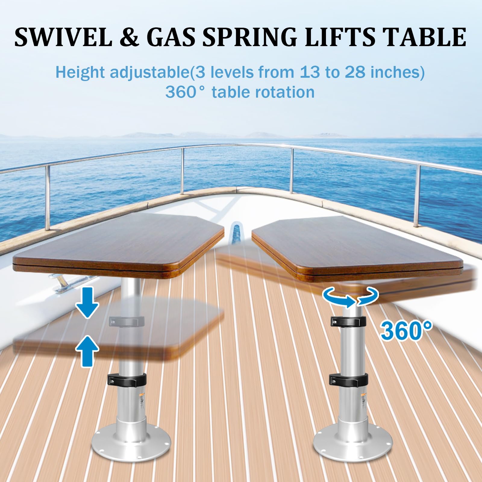 Adjustable RV Table Pedestal Stand Leg with Gas Lift, 3 Levels Pneumatic Table Leg Base Mount for RV Marine Boat Yacht, One-Leg