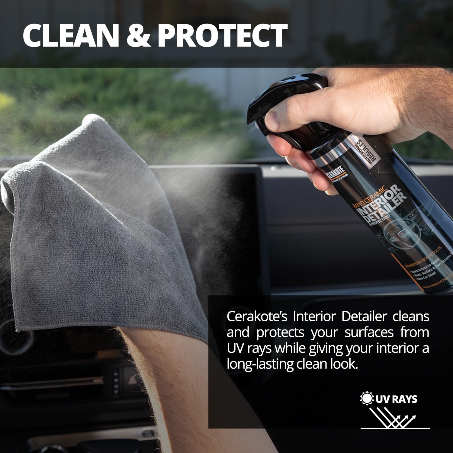 CERAKOTE Rapid Ceramic Interior Detailer and Protectant (28 fl oz.) - Quick and Easy - Multi-Surface Safe - Interior Car Cleaner