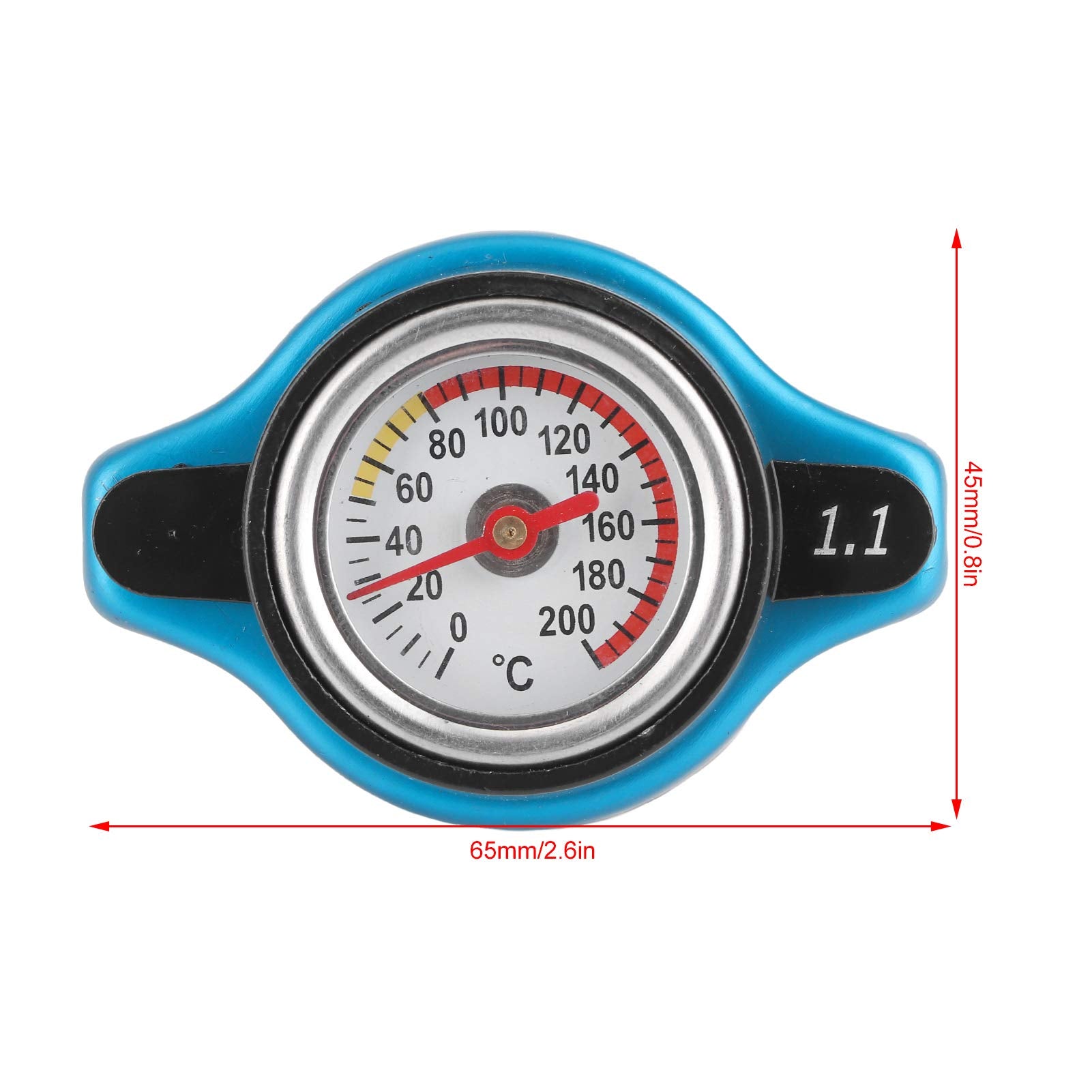 Aramox Car Radiator Cover, Universal Thermostatic Radiator Water Cover Leakproof W/Temperature Gauge(Small Head 1.1Bar)