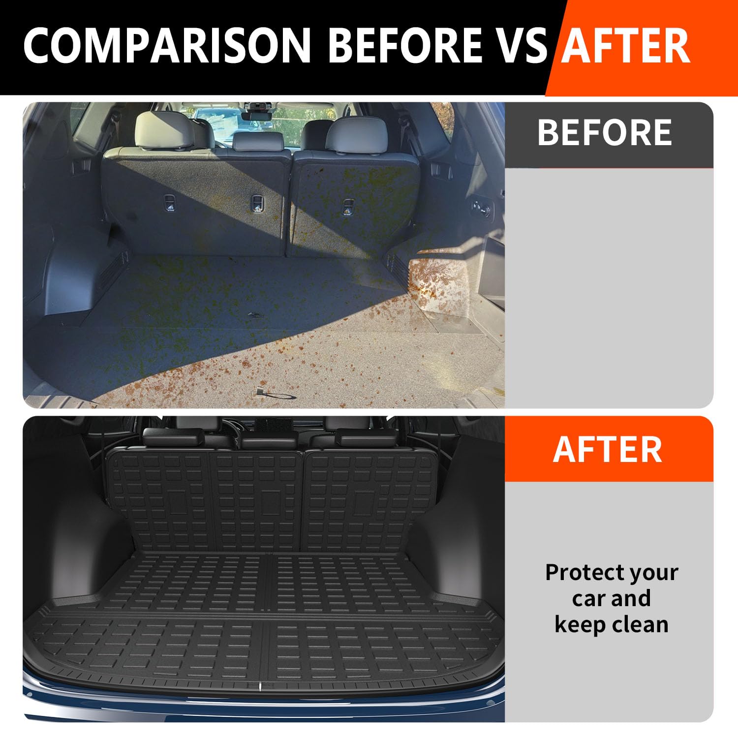 Powoq Cargo Liner Compatible With 2021 2022 2023 Santa Fe Trunk Mat Cargo Mat All Weather Tpe Backrest Liner Replacement For 2021 2022 2023 Santa Fe Accessories (Compatible With 21-23 Santa Fe)