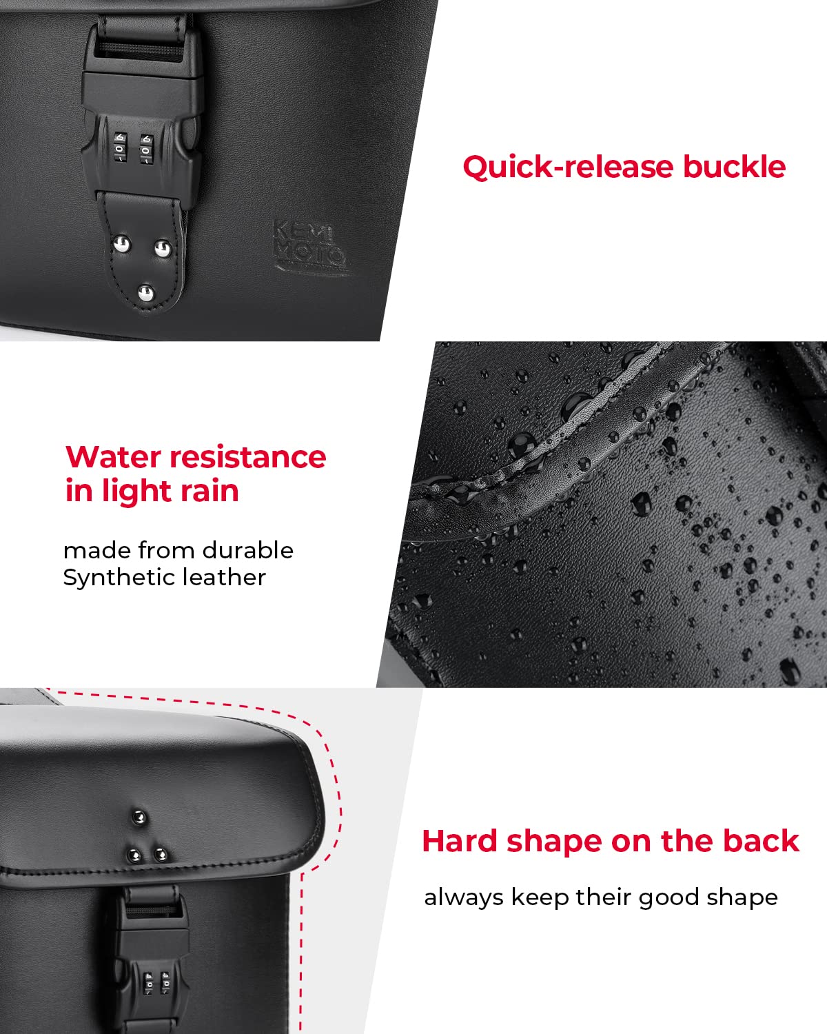 Kemimoto Motorcycle Saddlebags Throw Over Saddle Bags With Lock Small Size Panniers 14L Side Bags For Sportster Softail Dyna Roa