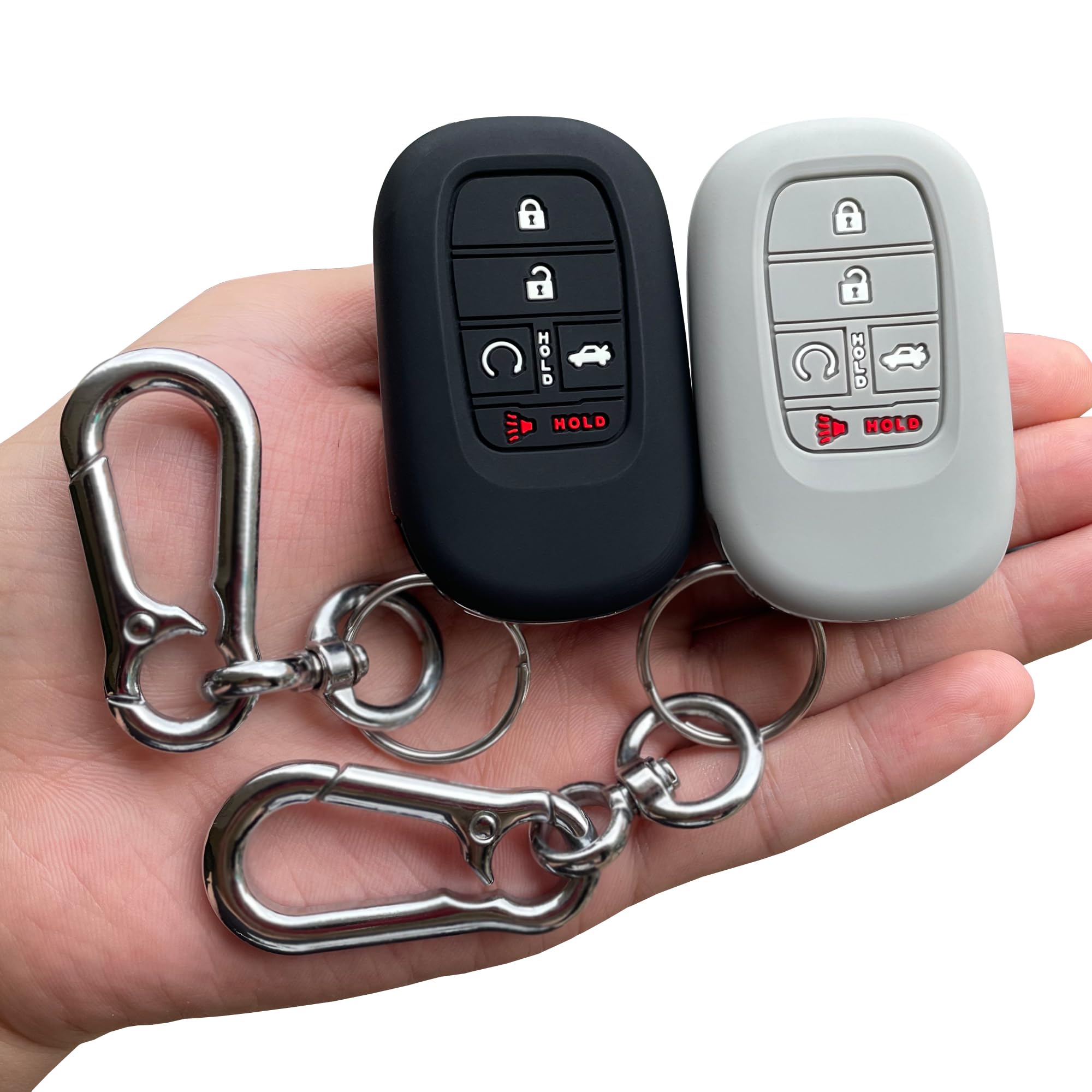 Tandrive Key Fob Cover For (5 Buttons) Honda 2022 2023 2024 2025 Civic Accord Hr-V Pilot Cr-V, Silicone, 2-Pack, Black And Gray
