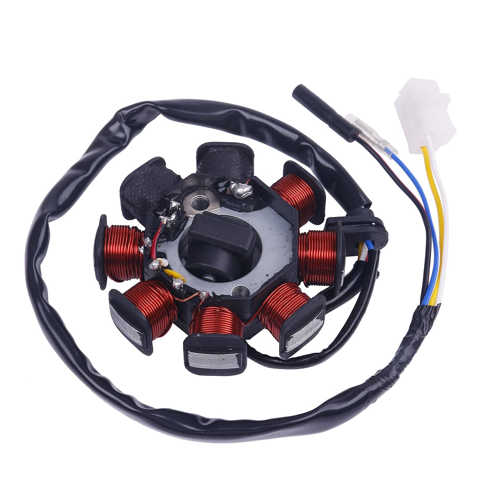 Glixal Gy6 49Cc 50Cc 80Cc 100Cc 8-Poles Dual Ignition Coils Magneto Stator For 139Qmb 139Qma Chinese Scooter Moped Atv Go-Kart Buggy Engine Taotao Vento Icebear Sunl (Alternating Current)