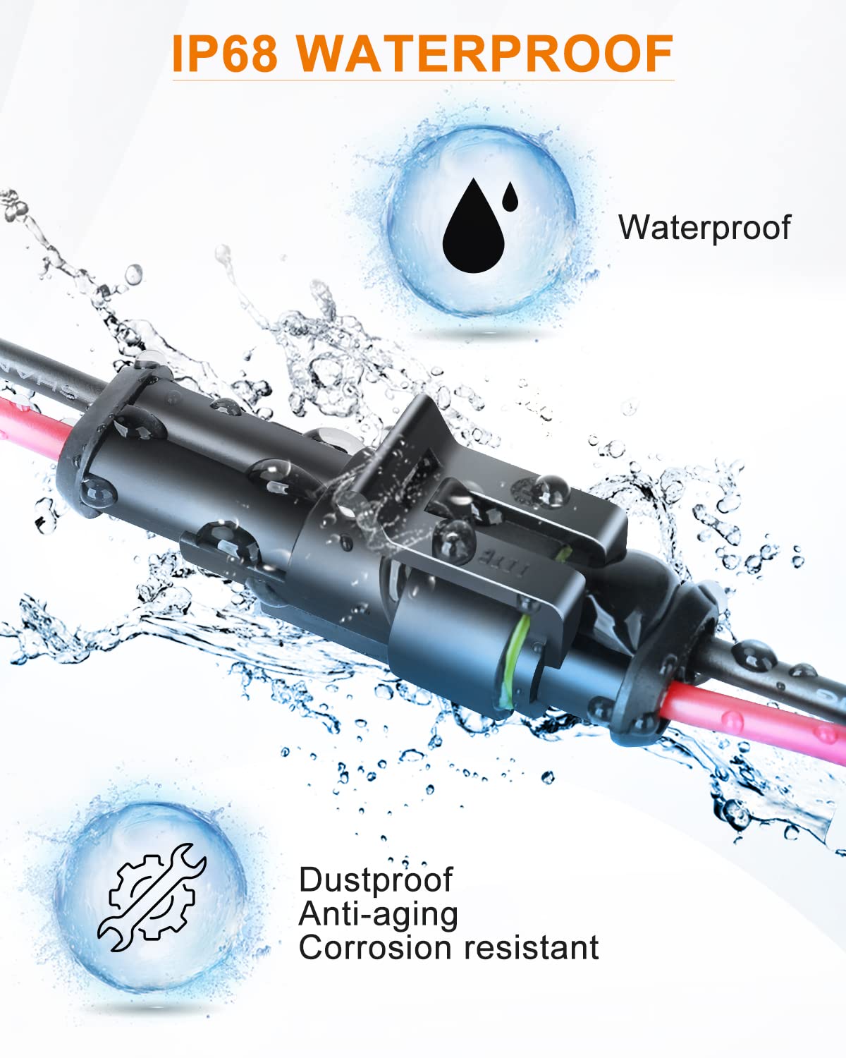 Naoevo 2 Pin Connector Waterproof, 16 Awg 2 Wire Connectors, Automotive Electrical Connectors Male And Female Way With Heat Shri