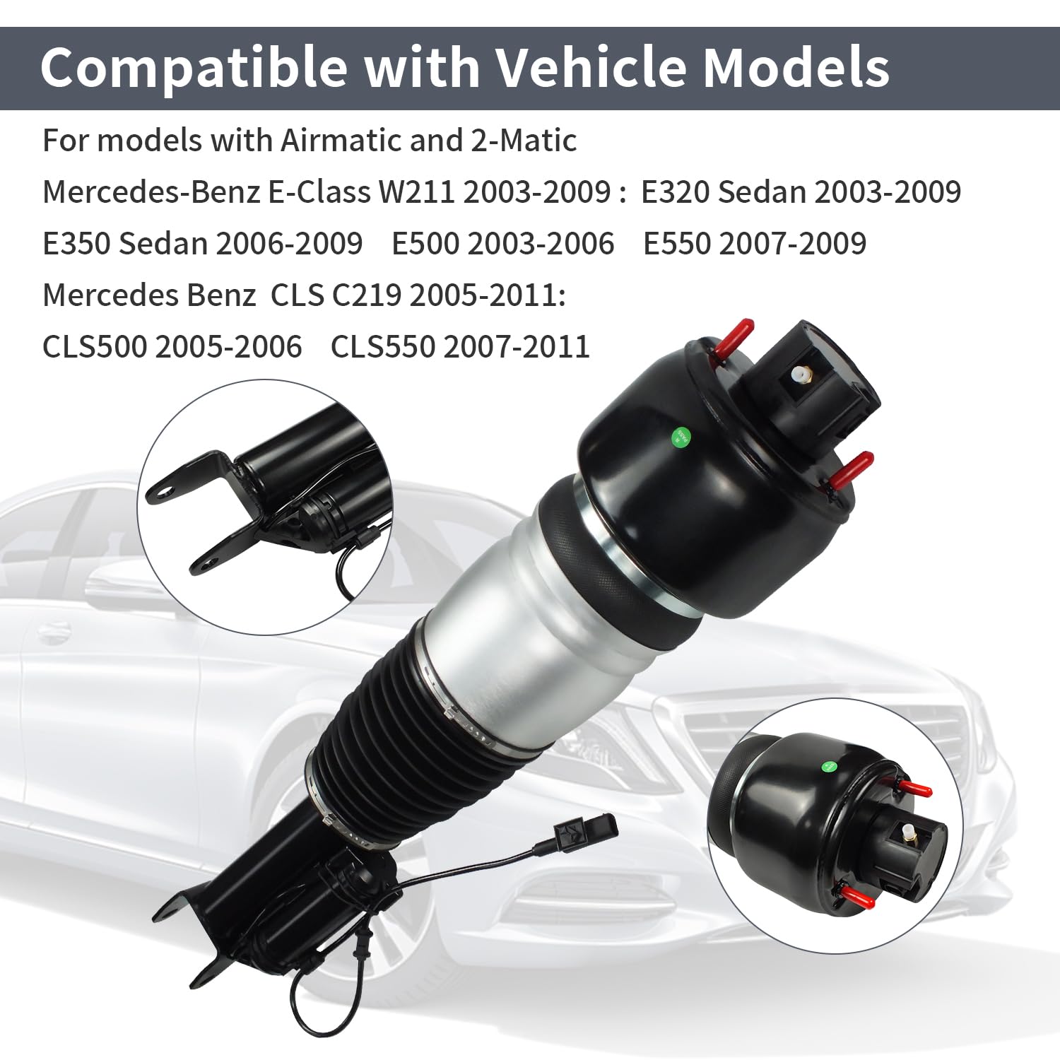 Front Right Air Suspension Strut Shock Absorber for Mercedes-Benz 2-MATIC Airmatic 2003-2009 W211 E-CLASS E320 E350 E500 E550 fo